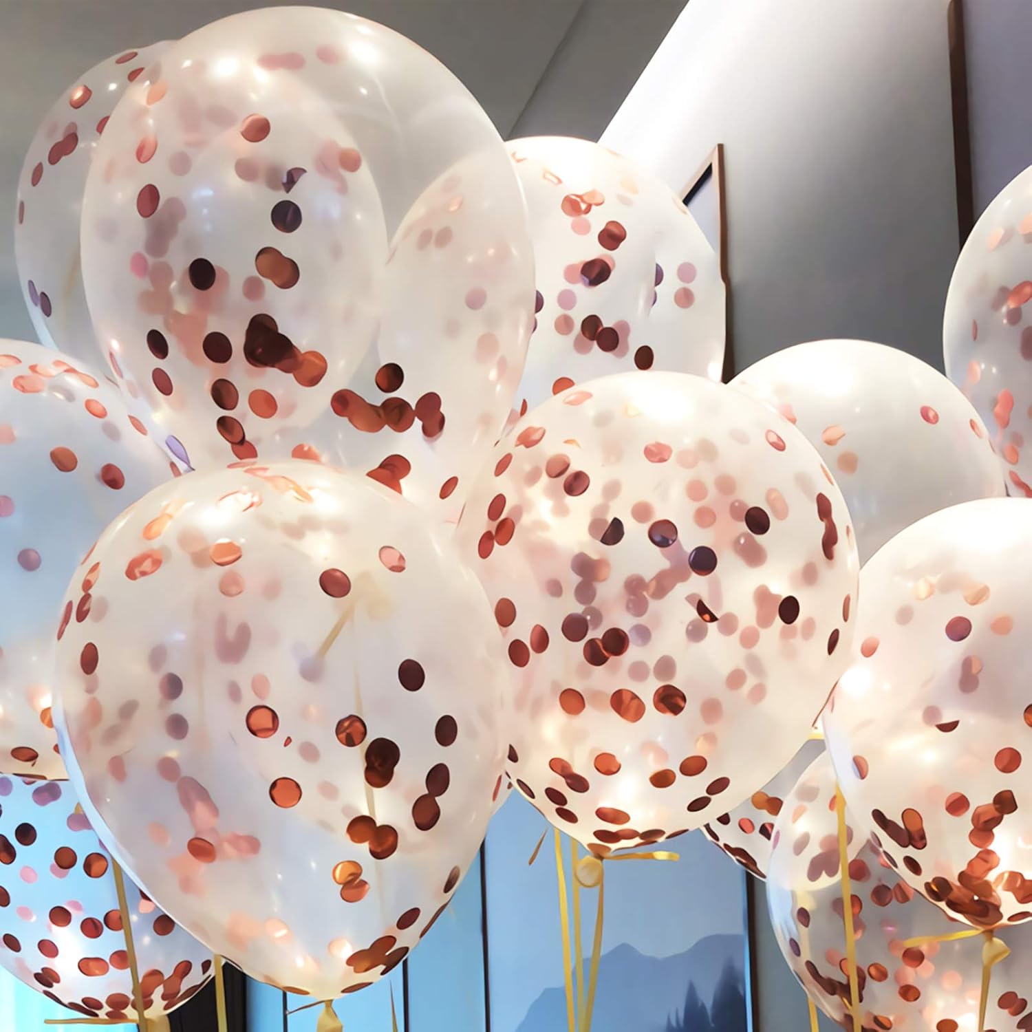 Rose Gold Confetti Balloons 25 Pcs for Party Decorations