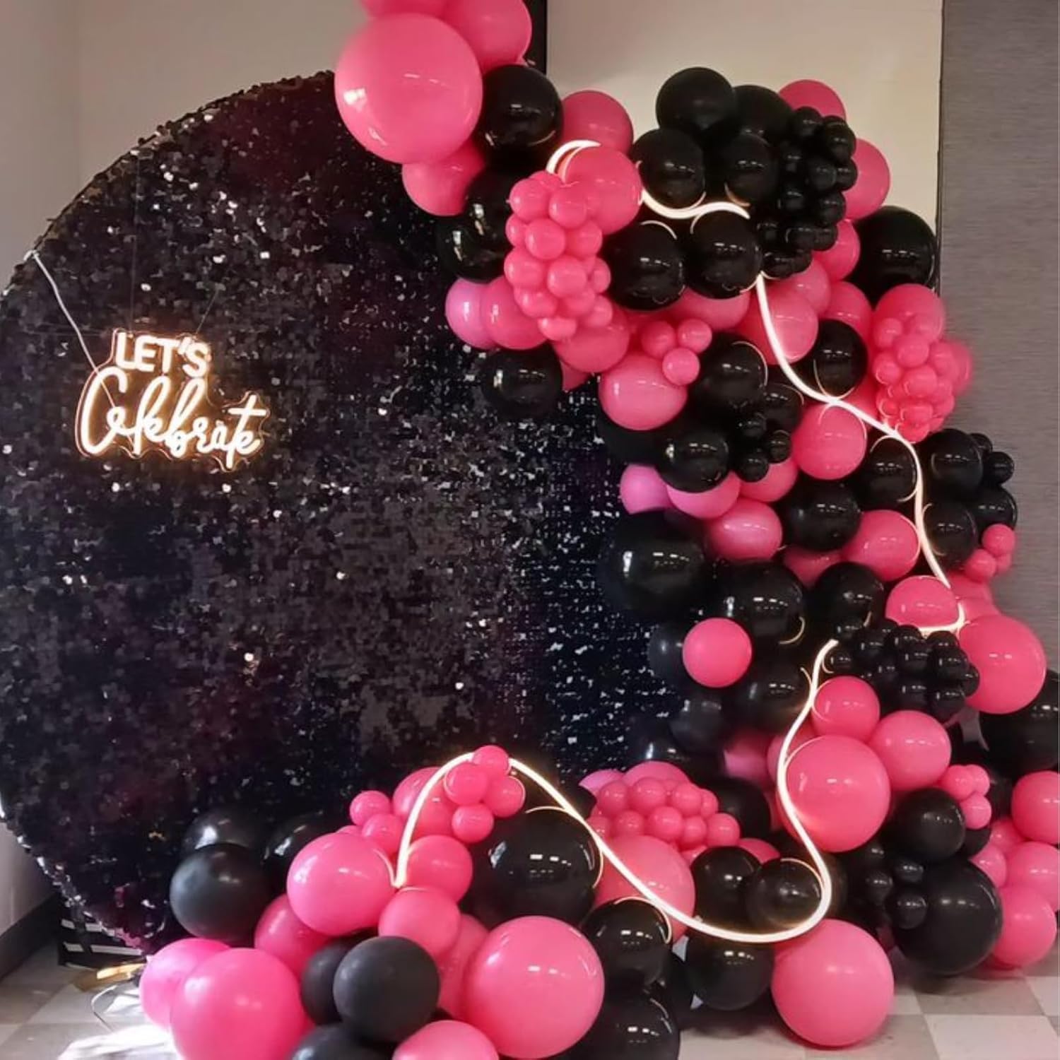 Pink and Black Balloons 60PCS Decor Set for Parties