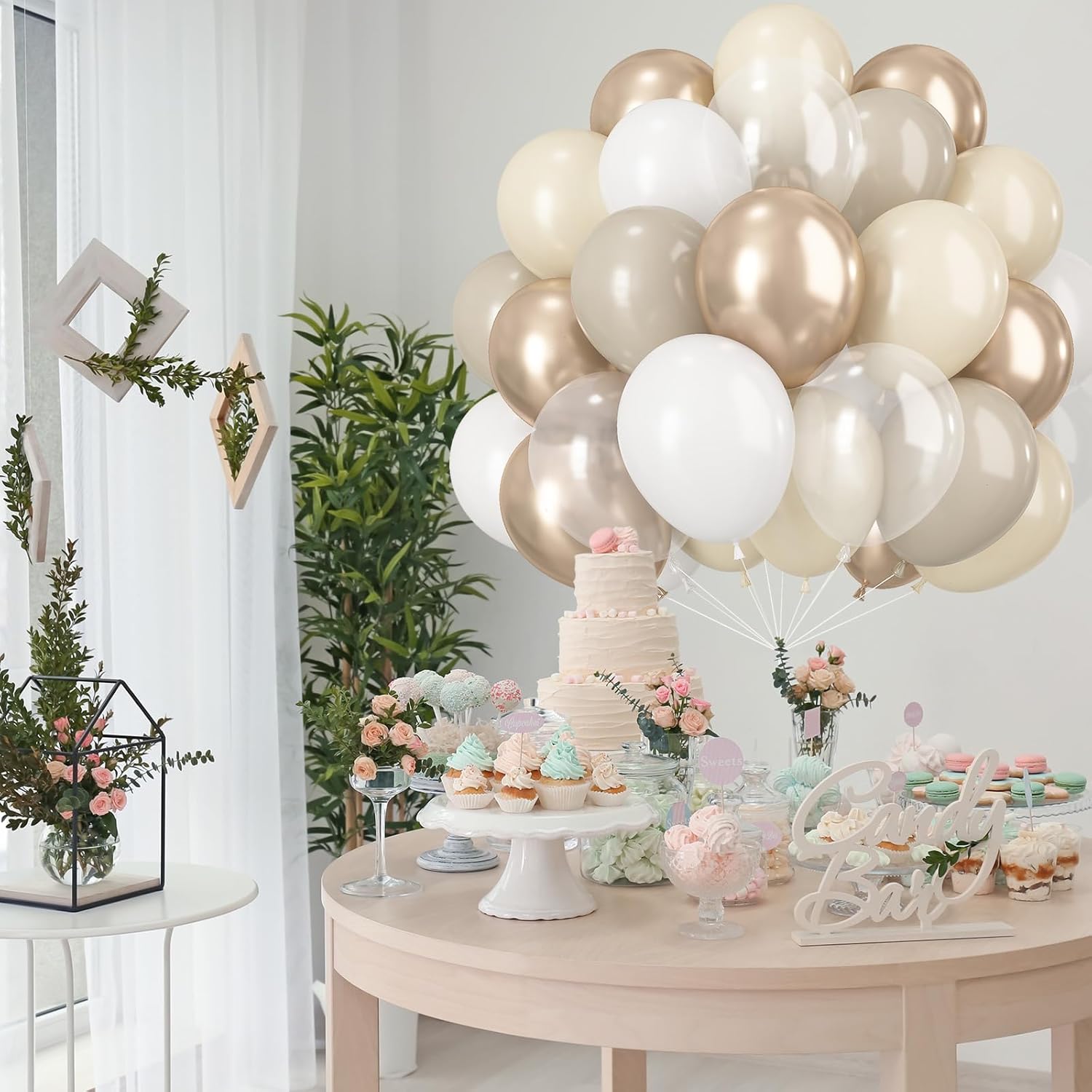 60PCS Beige Gold Balloons Set for Party Decorations