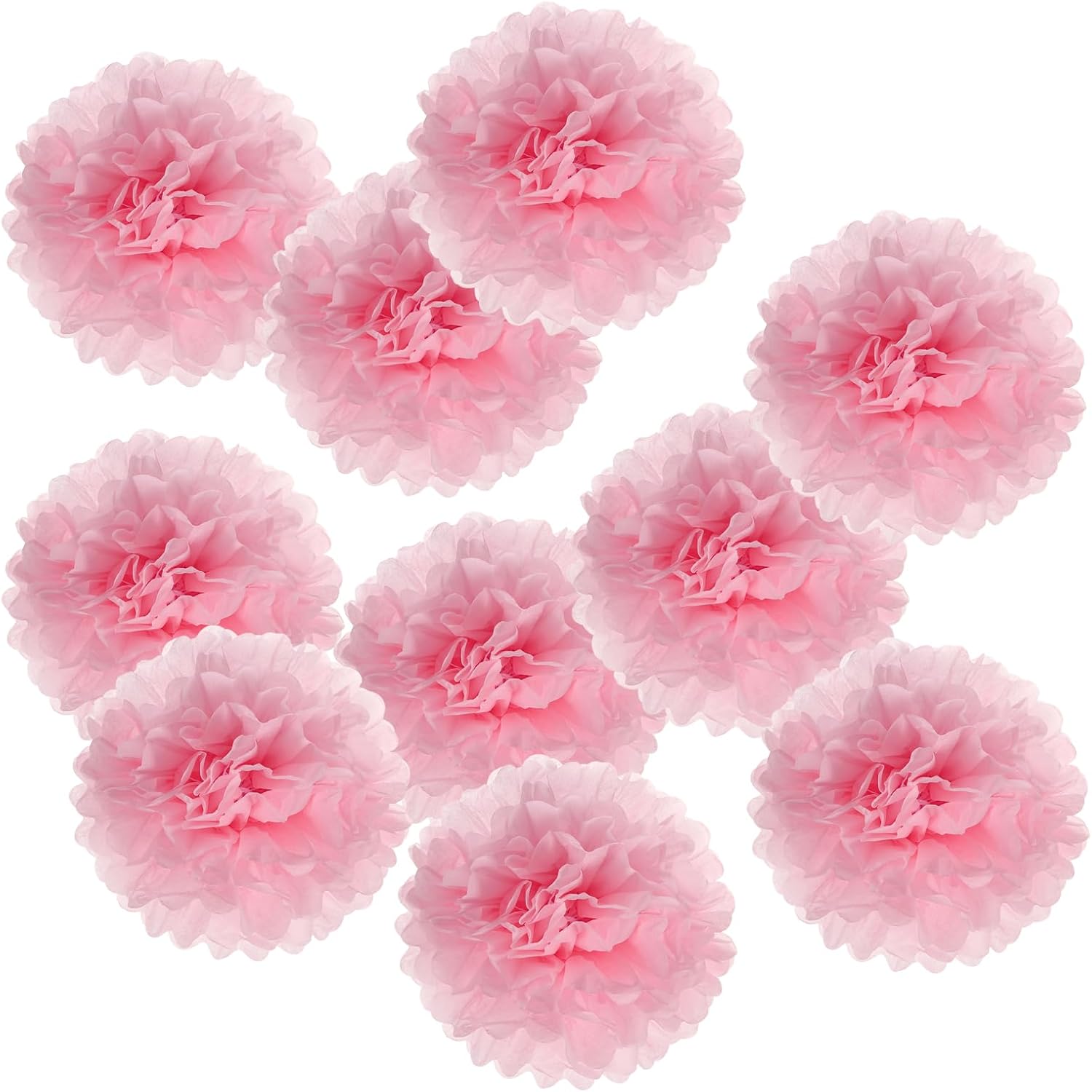 PATIKIL 4 Inch Tissue Pom Poms Flowers 10 Pack Light Pink