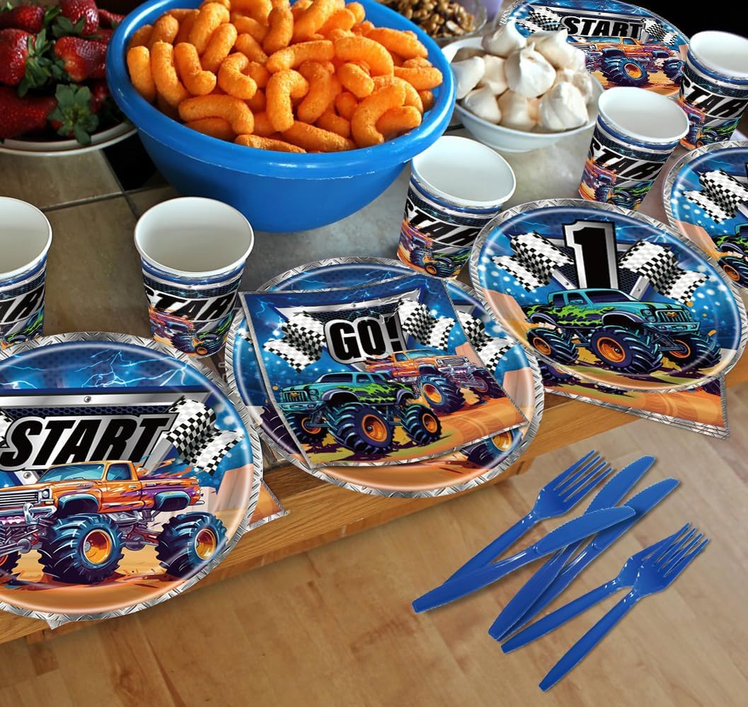 Monster Truck Birthday Party Decorations Set for 24 Guests