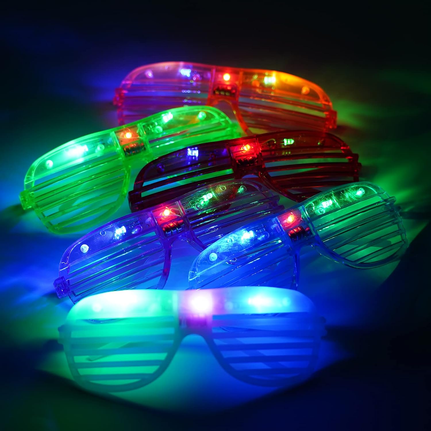 12 Piece Flaming LED Light Up Shutter Sunglasses Shades