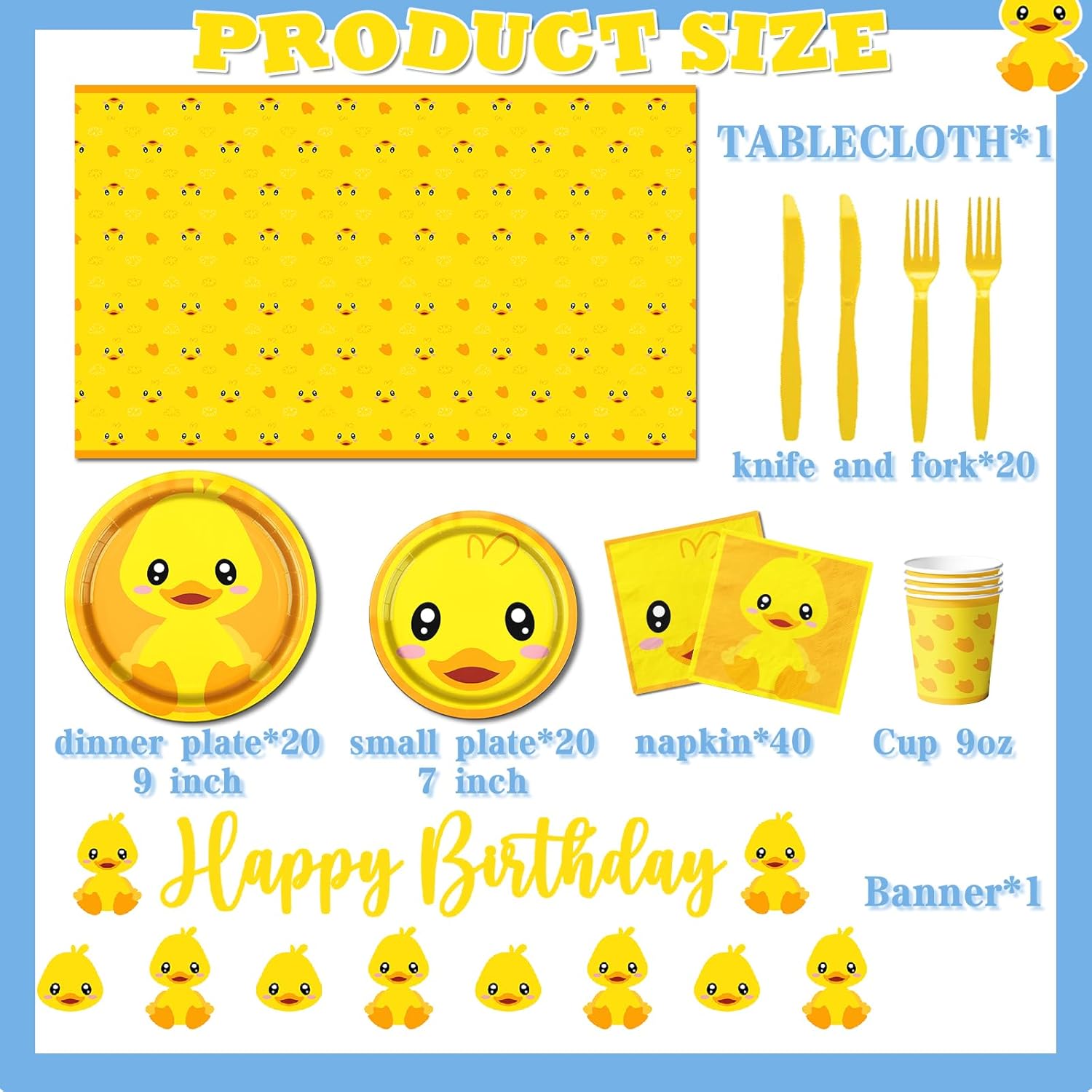 Rubber Duck Party Supplies Set for 20 Guests