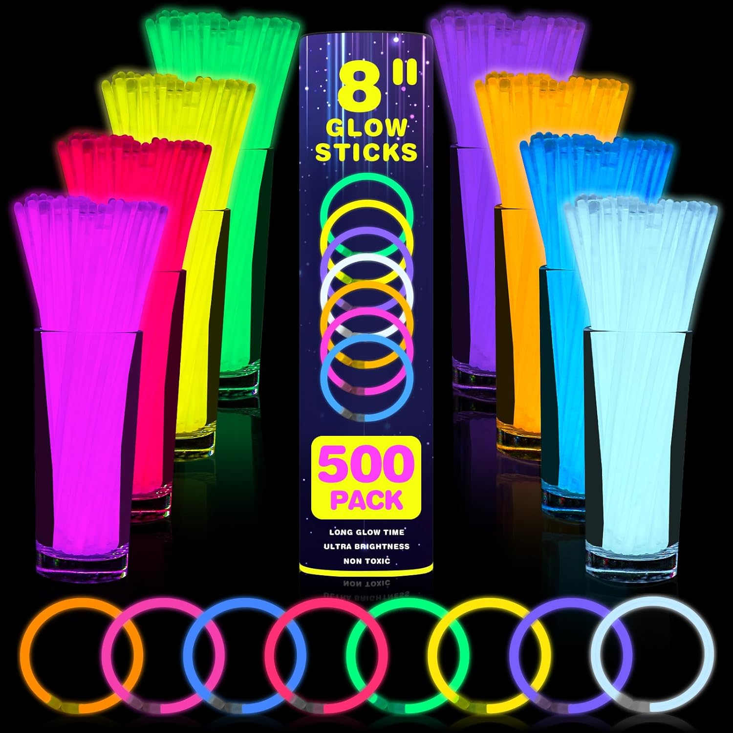 YixangDD 500 PCS Ultra Bright Glow Sticks Party Pack