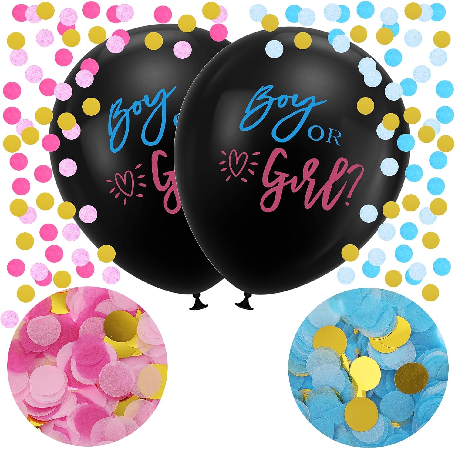 2pcs Gender Reveal Balloons with Pink Blue Confetti