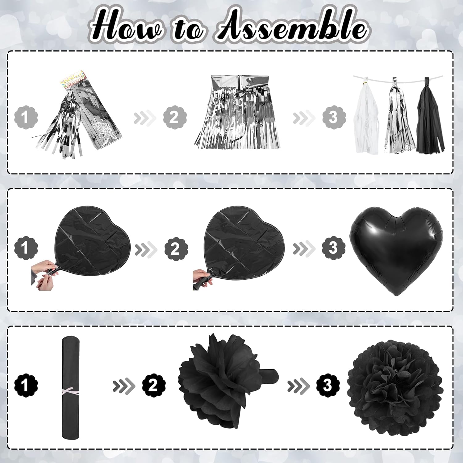 Black Bow Birthday Decorations Set