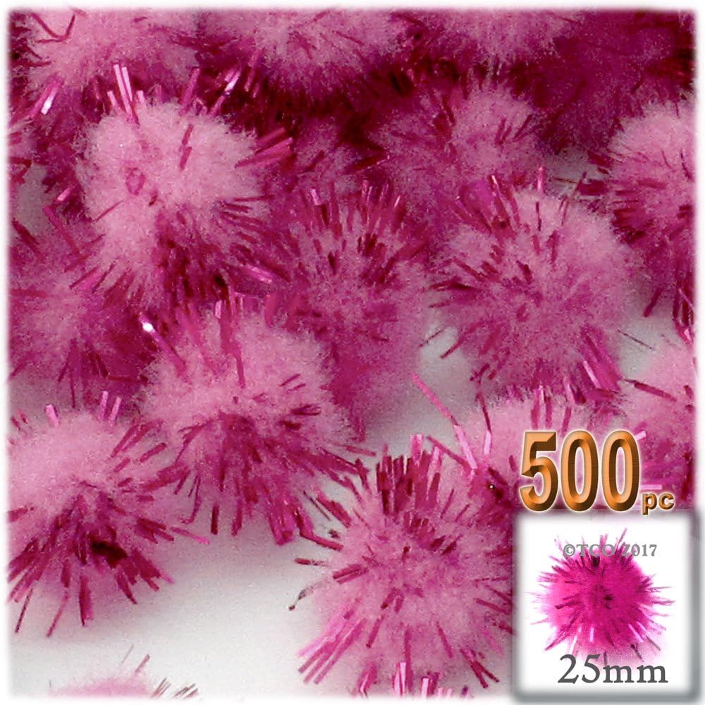 The Crafts Outlet Chenille Sparkly Pom Poms Orange 10-inch 500pc