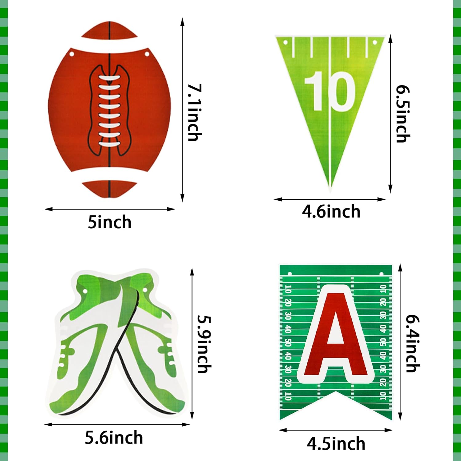 AUGSUN Football Party Decorations 4-Piece Banners with Lanyards
