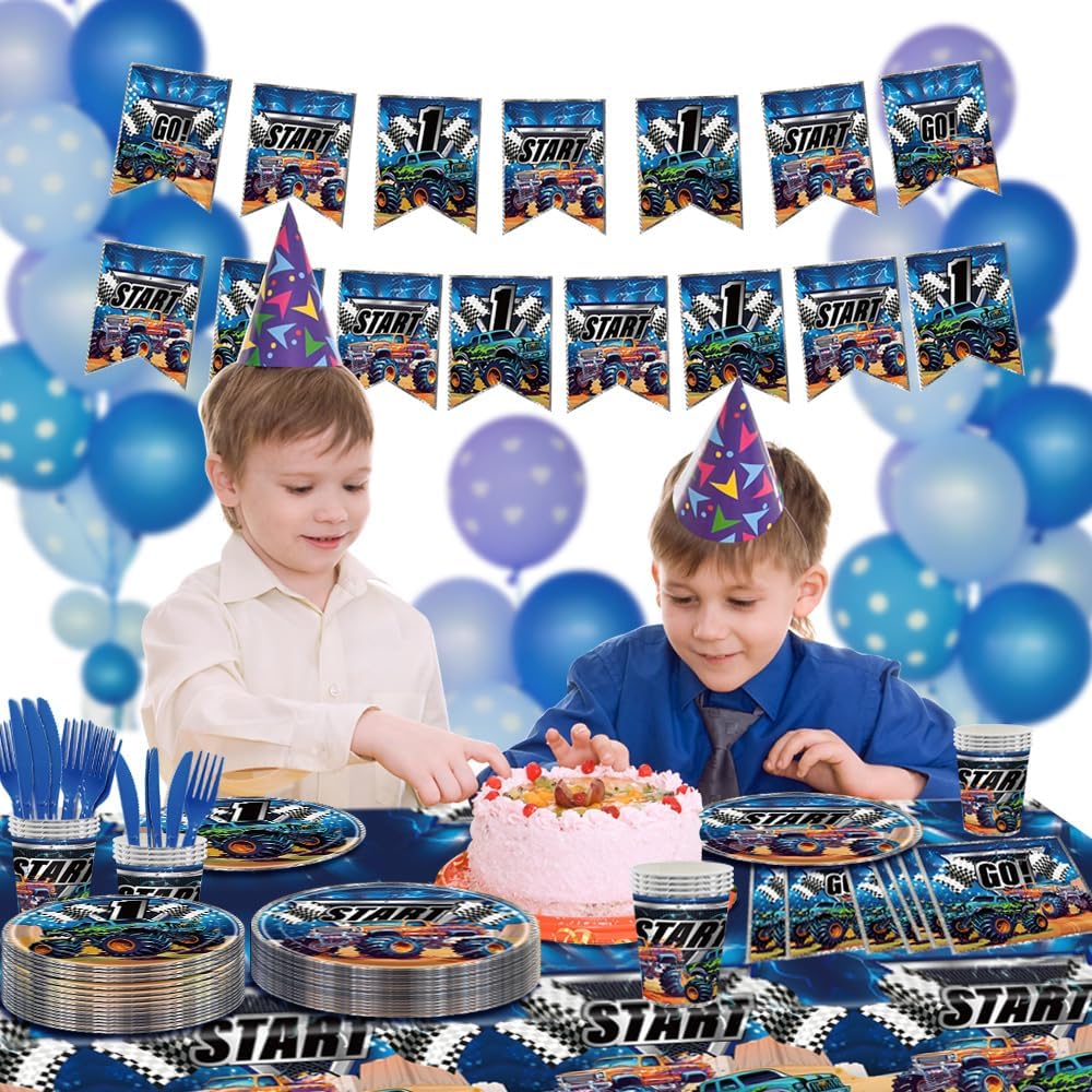 Monster Truck Birthday Party Decorations Set for 24 Guests