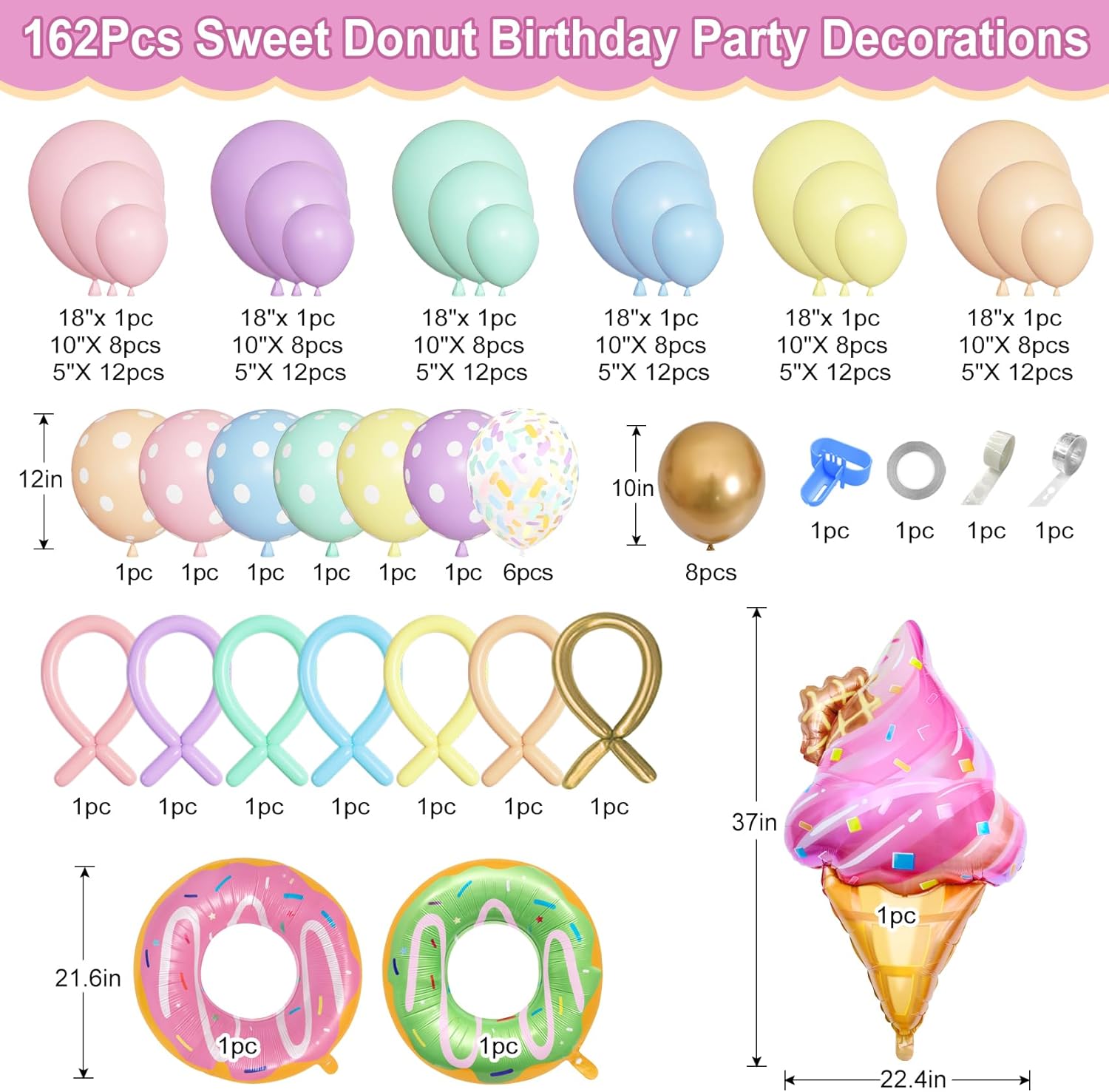 Pastel Donut Balloon Arch Garland Kit