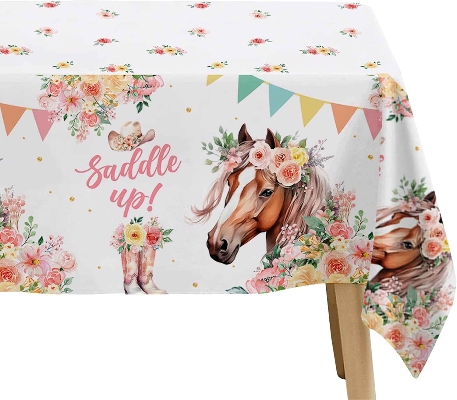 Owelleny Cowgirl Party Decorations Tablecloth 3Pcs Set
