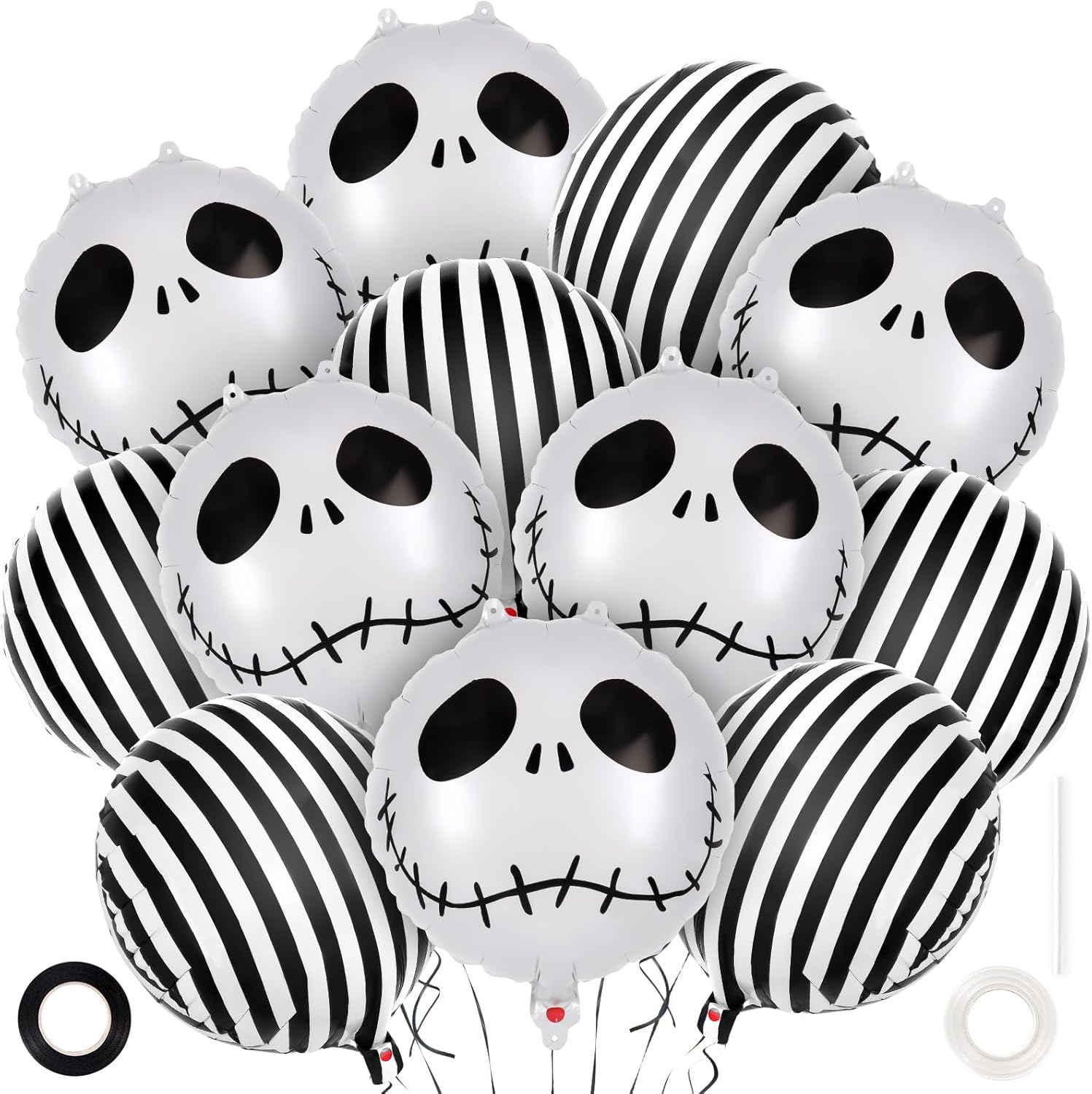 12 Pcs Halloween Balloons Skull Foil Balloons