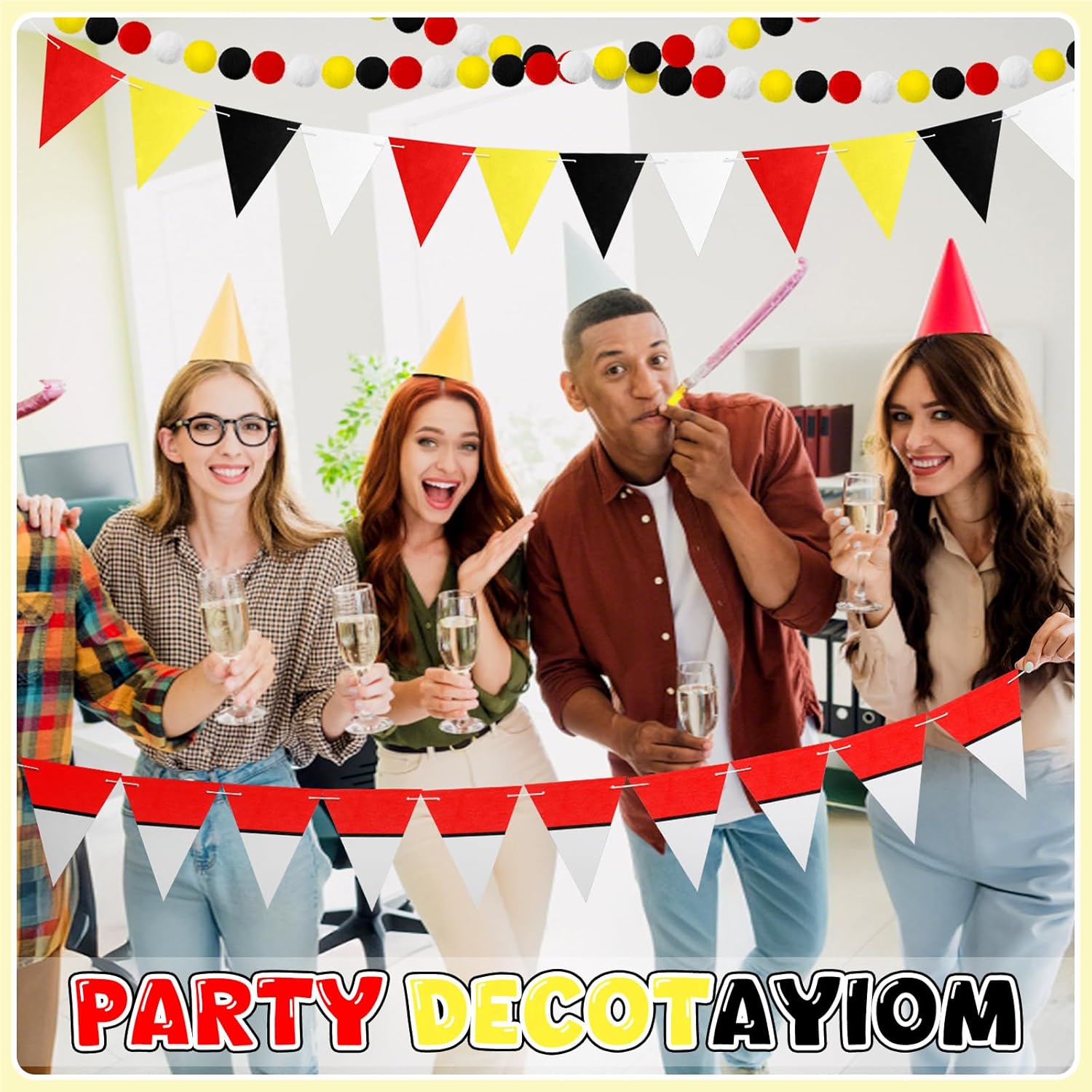 5 Pcs Cartoon Birthday Party Decor Banners Flags