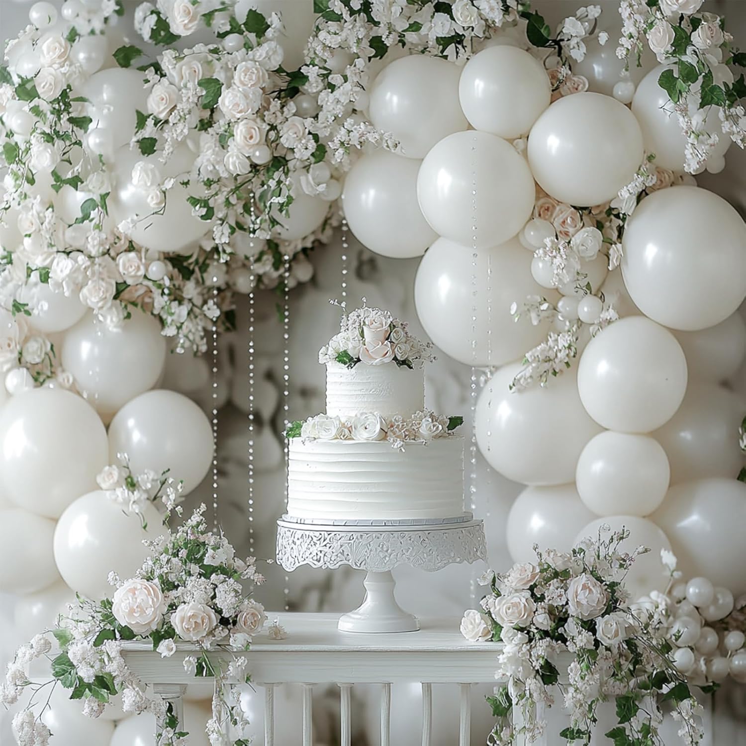 PartyWoo Pearl White Balloons 85pcs Arch Kit Garland Decorations