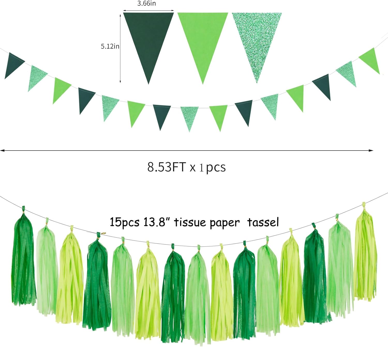 Green Party Decorations Tissue Pom Poms - 23pcs Set