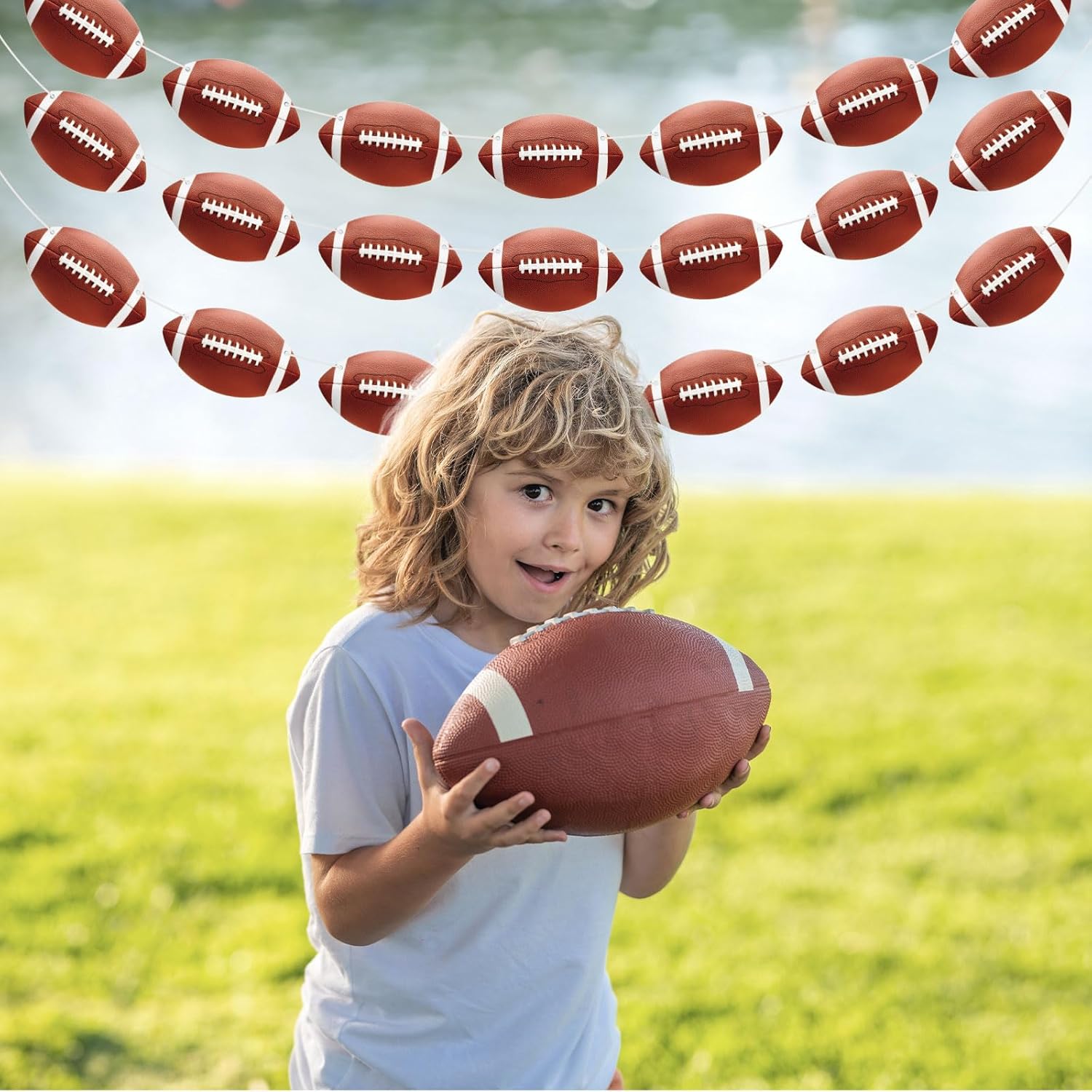 4pcs Football Themed Birthday Party Decorations Pre Strung Banners