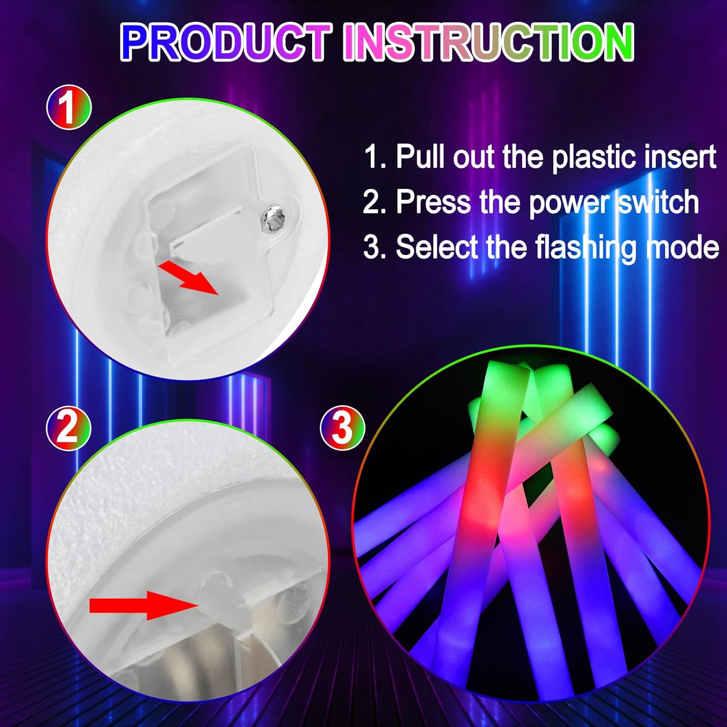 Taotuo 102PCS LED Foam Glow Sticks Party Supplies
