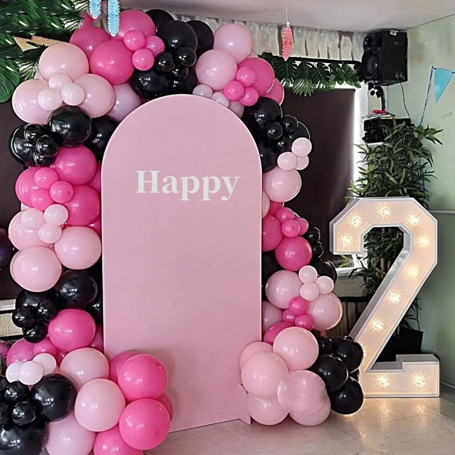 Pink and Black Balloons 60PCS Decor Set for Parties