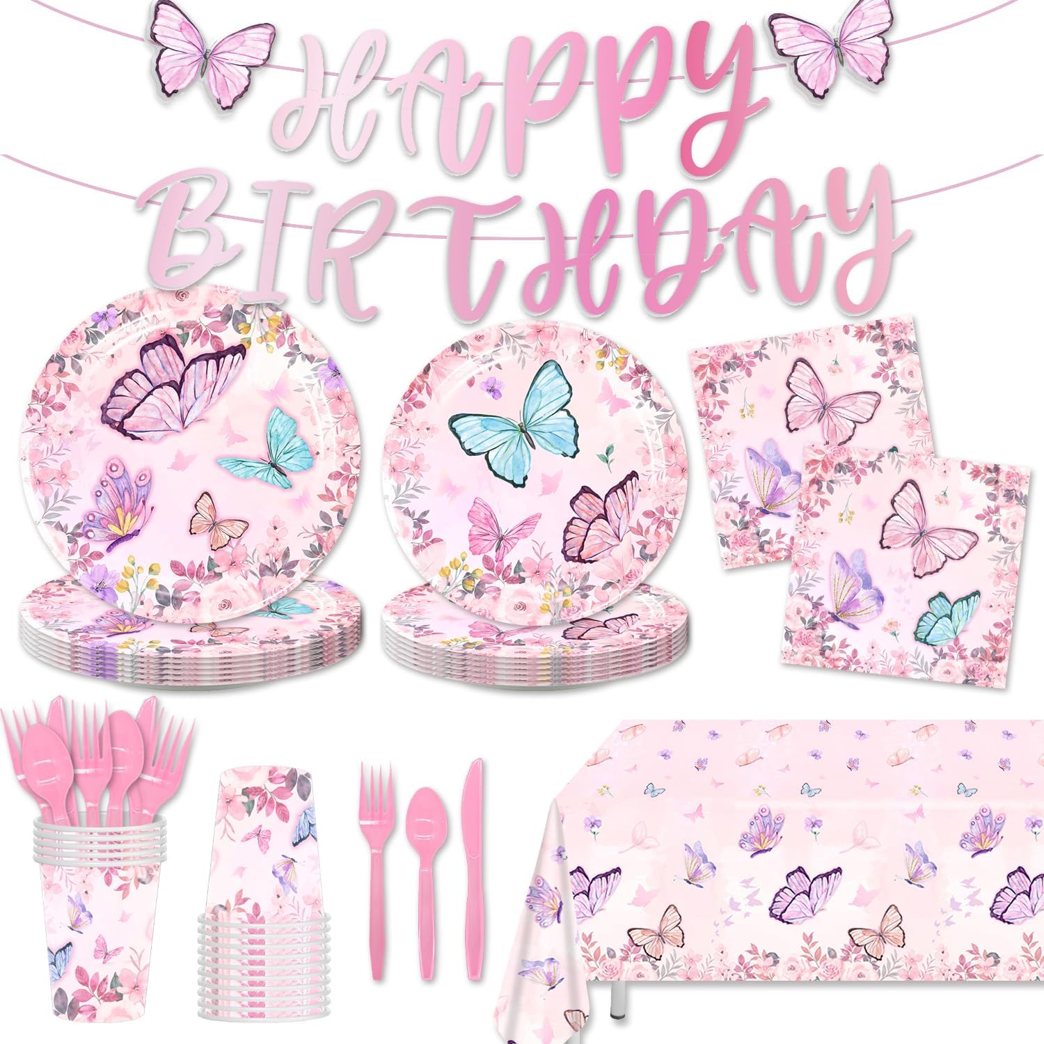 170 Pack Butterfly Party Decorations for 24 Guests