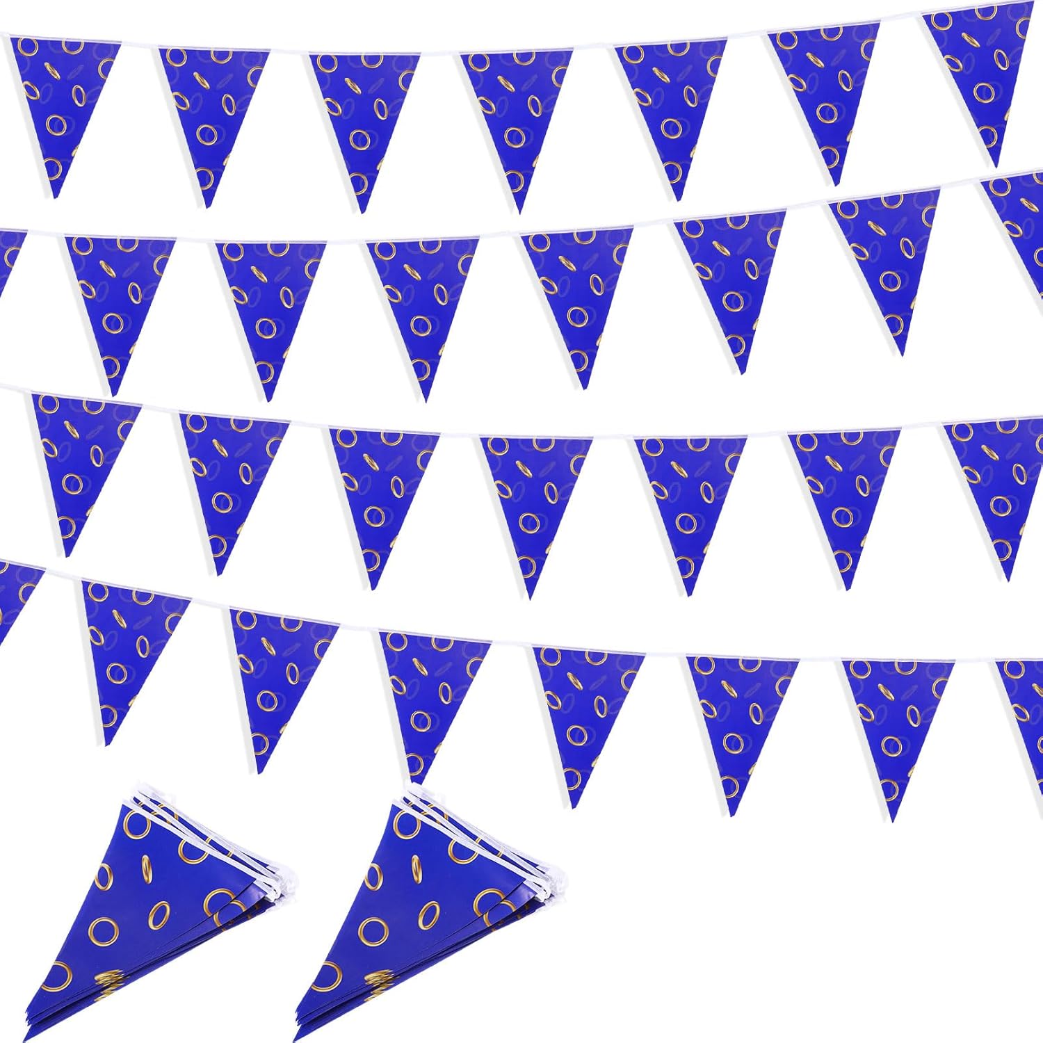 ShinyRelief 3937 Ft Blue Gold Ring Banner Decorations 4 Pack