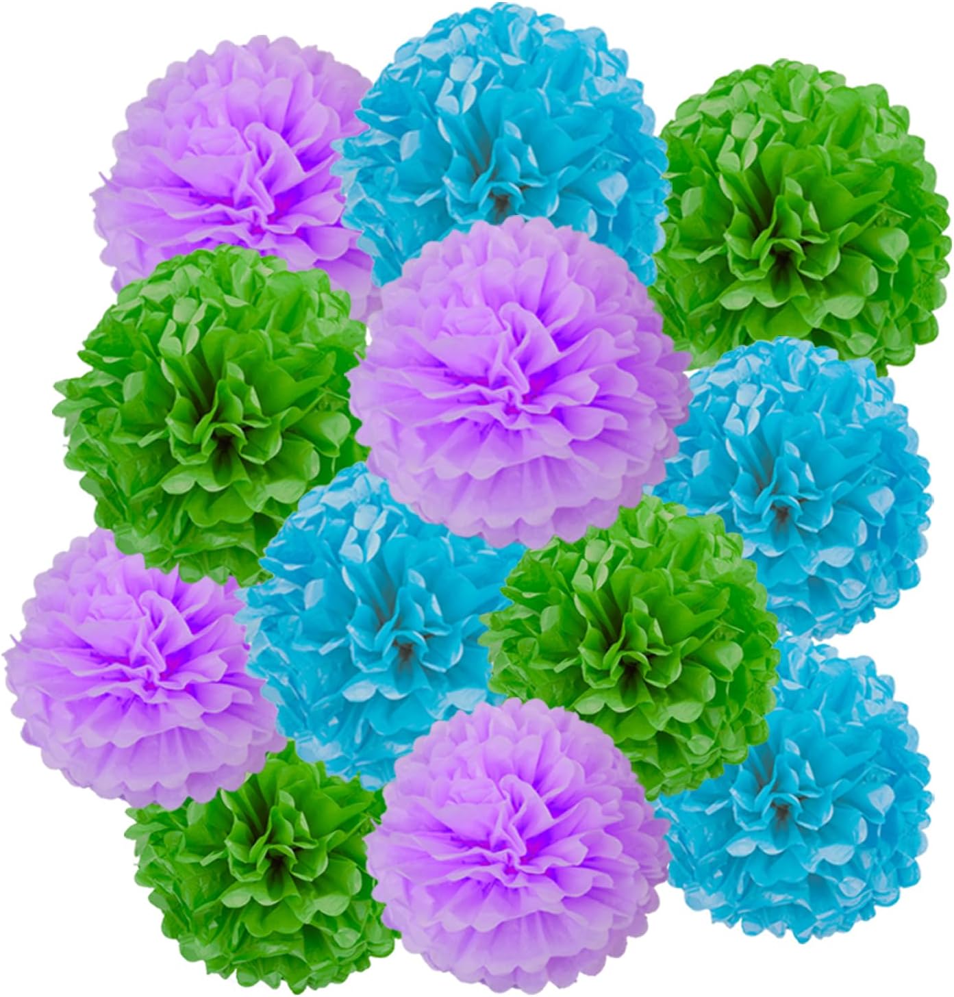 Blue Green Purple Tissue Pom Poms DIY Decor Kit