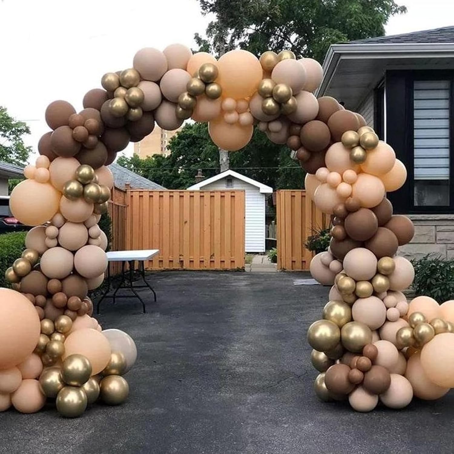 Retro Brown Cream and Metallic Sand Gold Balloons - 12 Inch Set