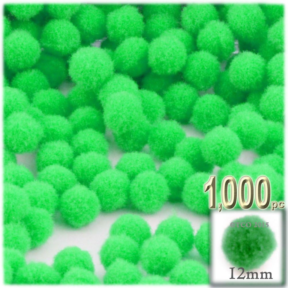 The Crafts Outlet 1000 Piece Pink Pom Poms 12mm Round Acrylic