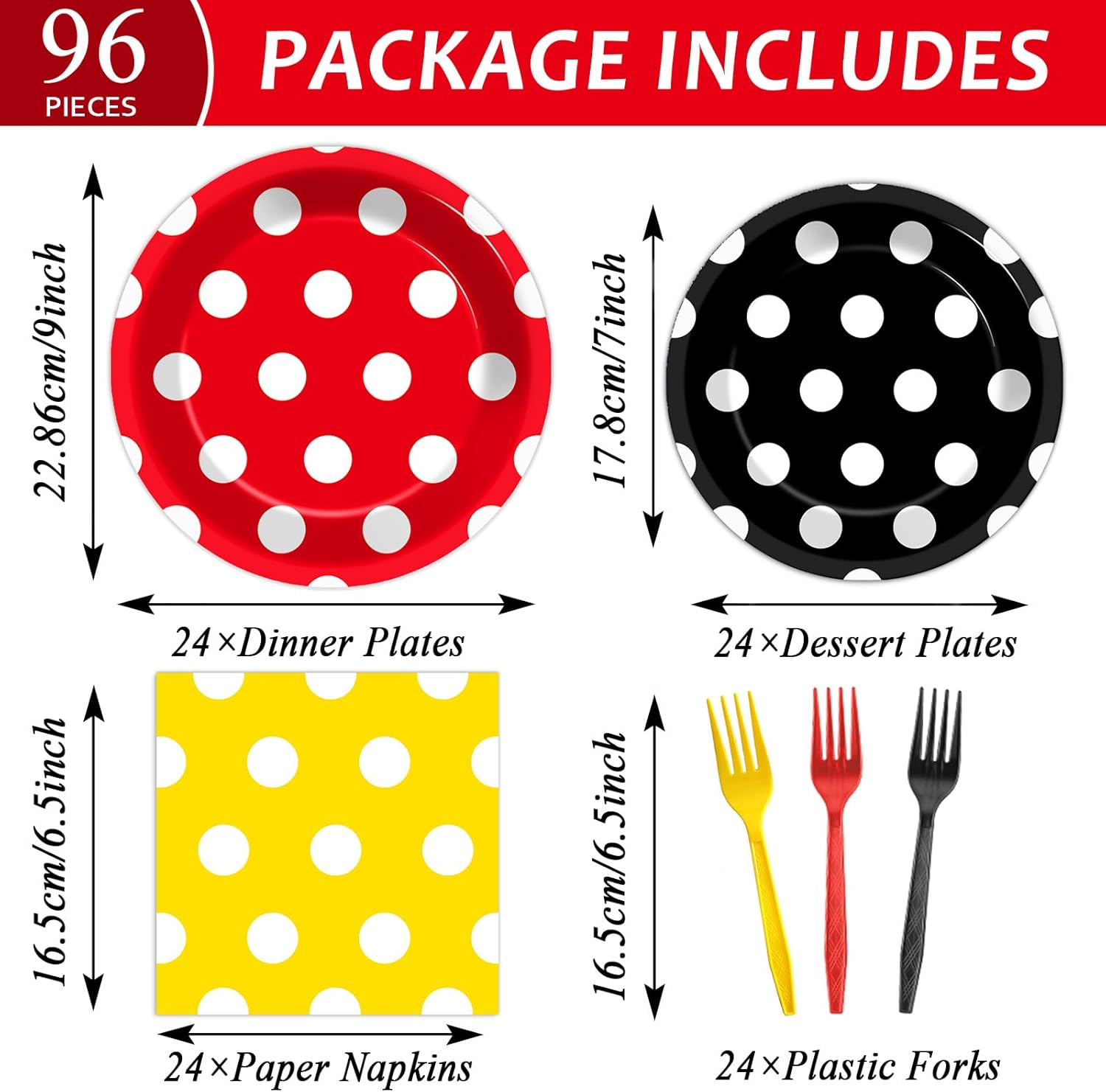 96 Pcs Cartoon Mouse Party Plates and Napkins Set