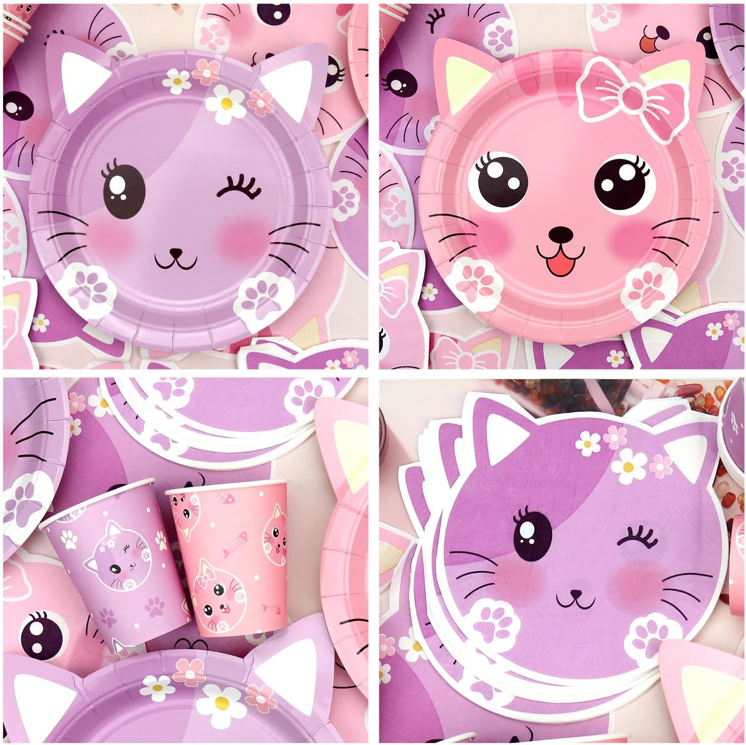 Cat Birthday Party Supplies Set 20 Piece Tableware for Kids