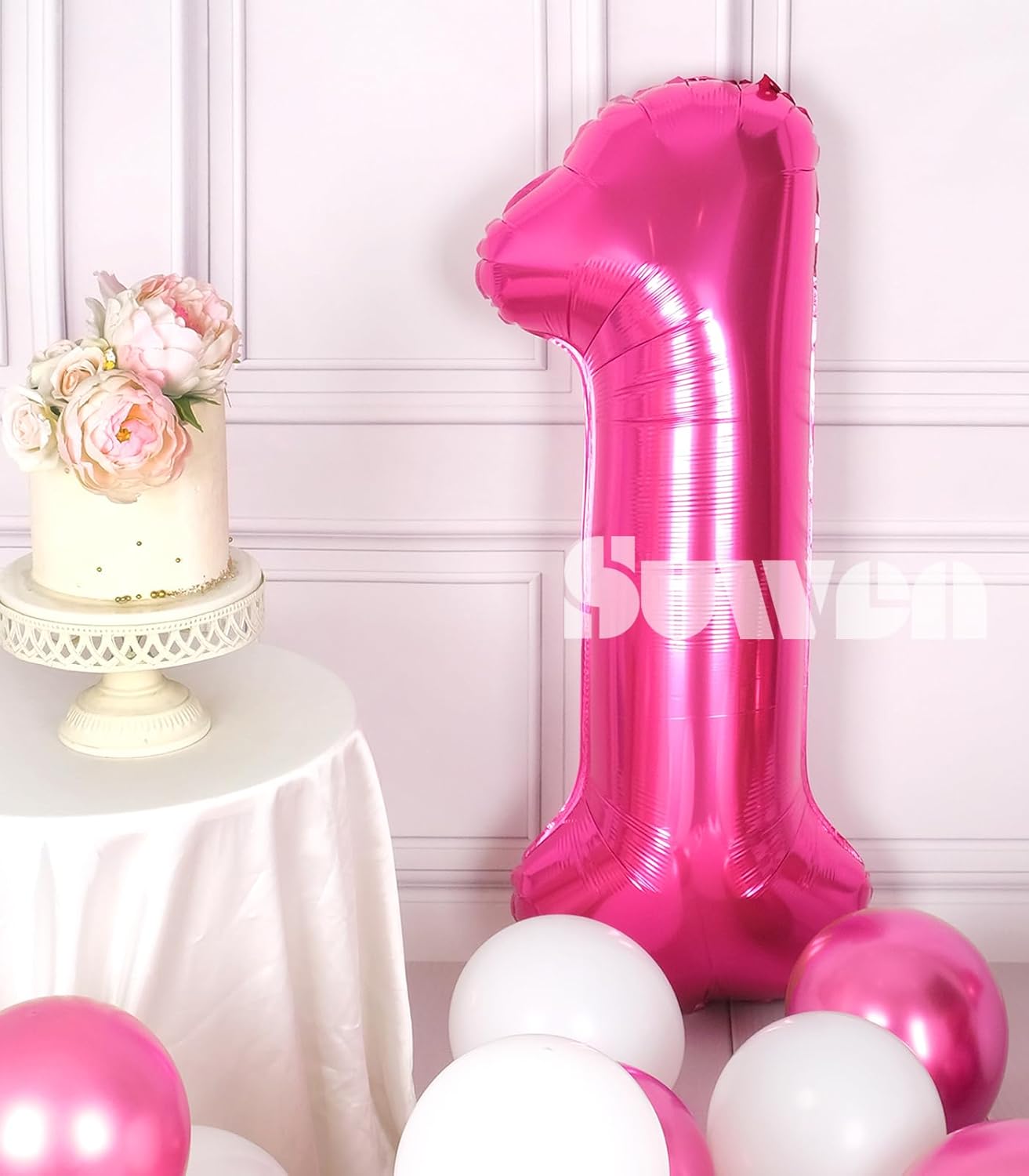 SUWEN 40 Inch Jumbo Hot Pink Number 1 Balloon