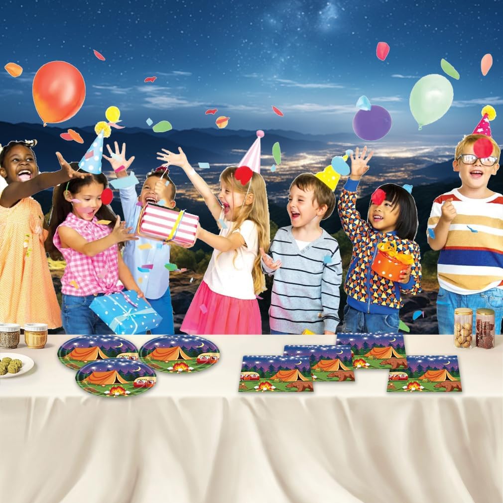 40Pcs Camping Party Decorations with Plates Napkins