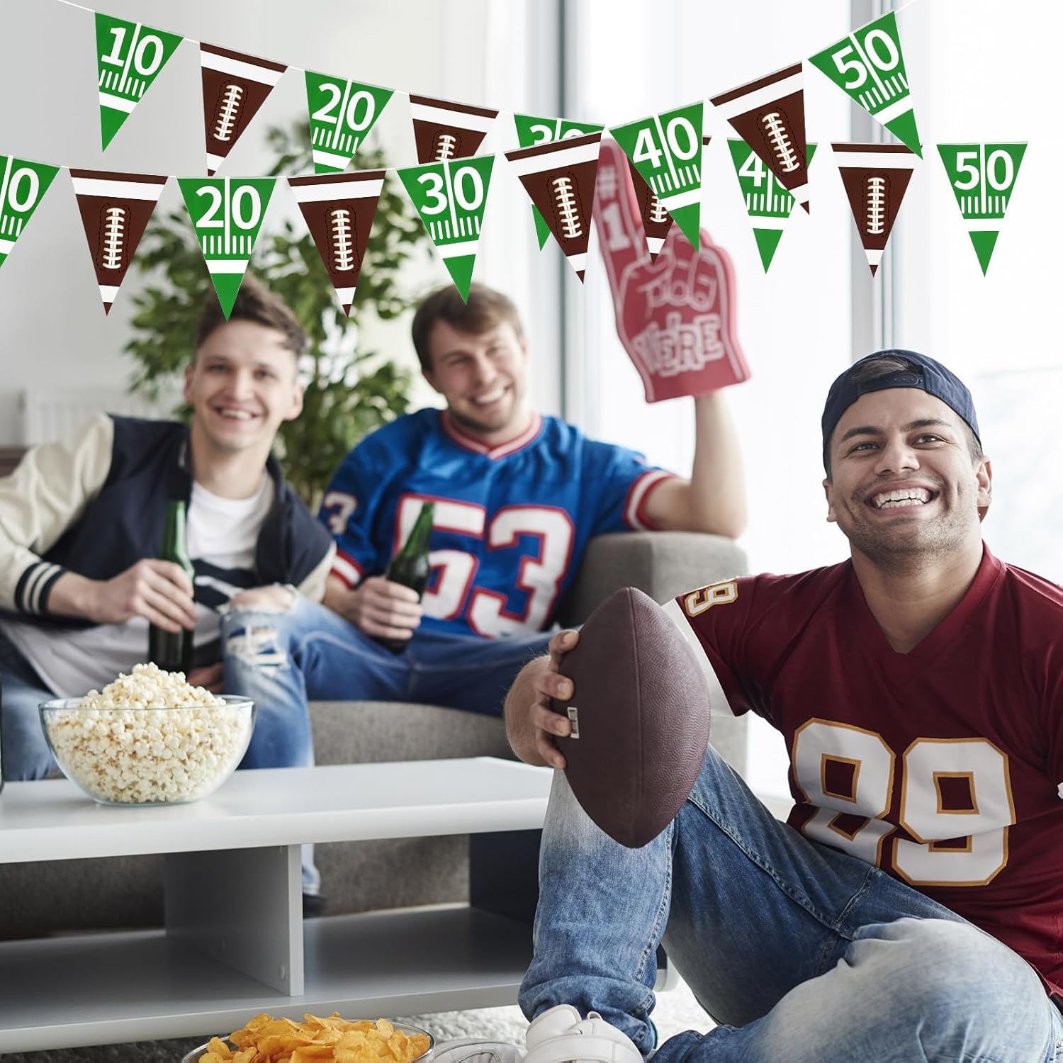 4 Pcs Football Banners Green Sports Party Decor