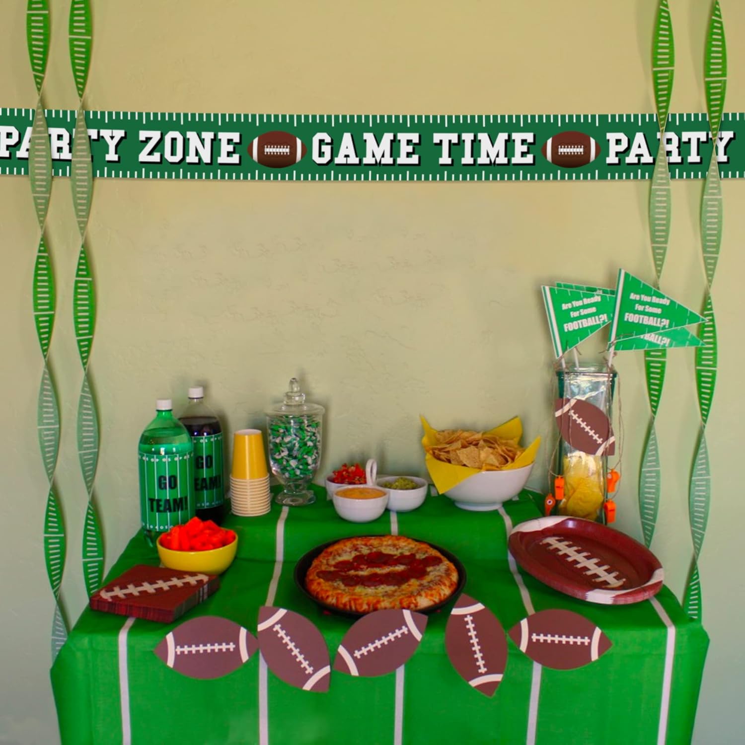 Football Party Banner 8 Inch Tall 25 Feet Long