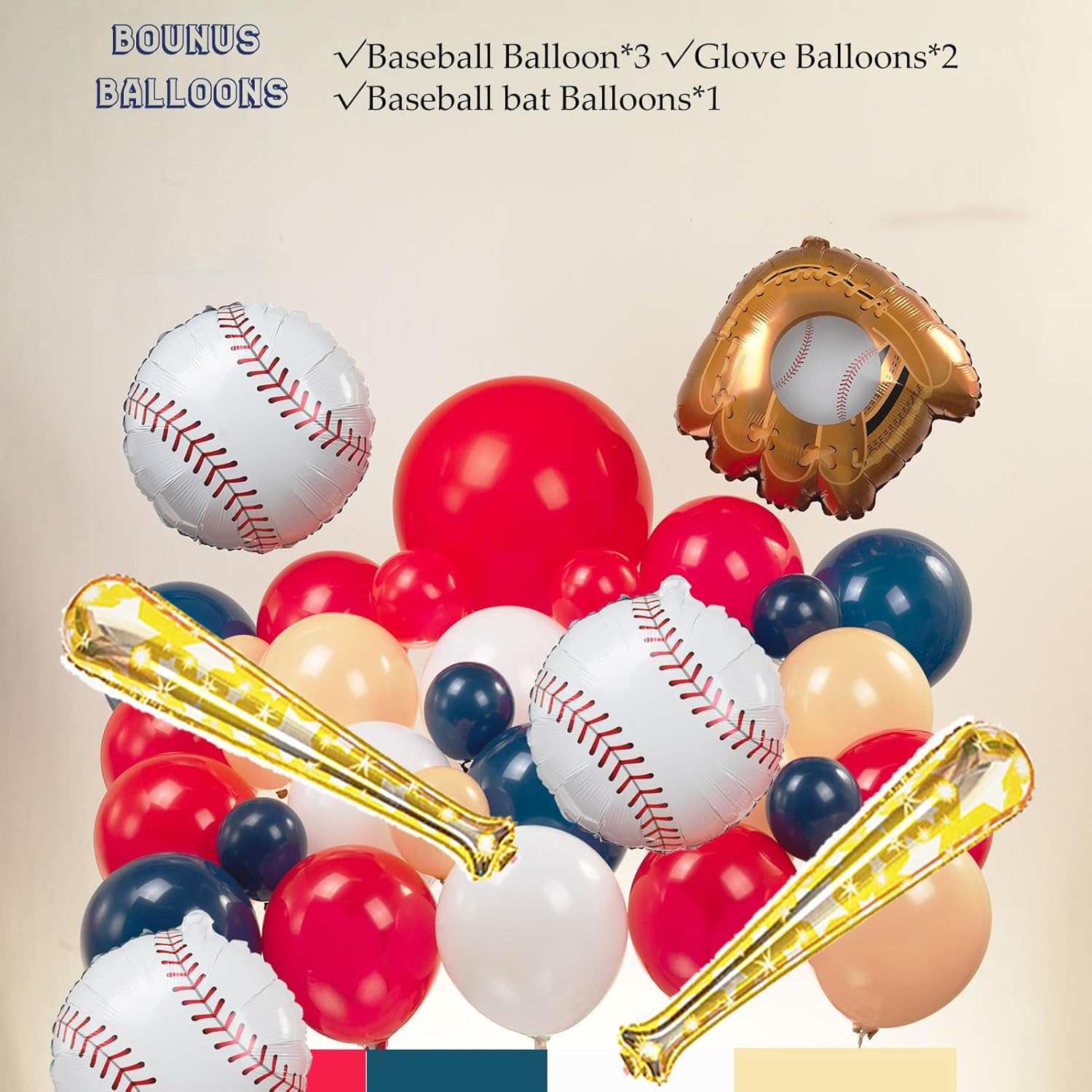 Baseball Balloon Garland Kit 126Pcs with Foil Star Balloons
