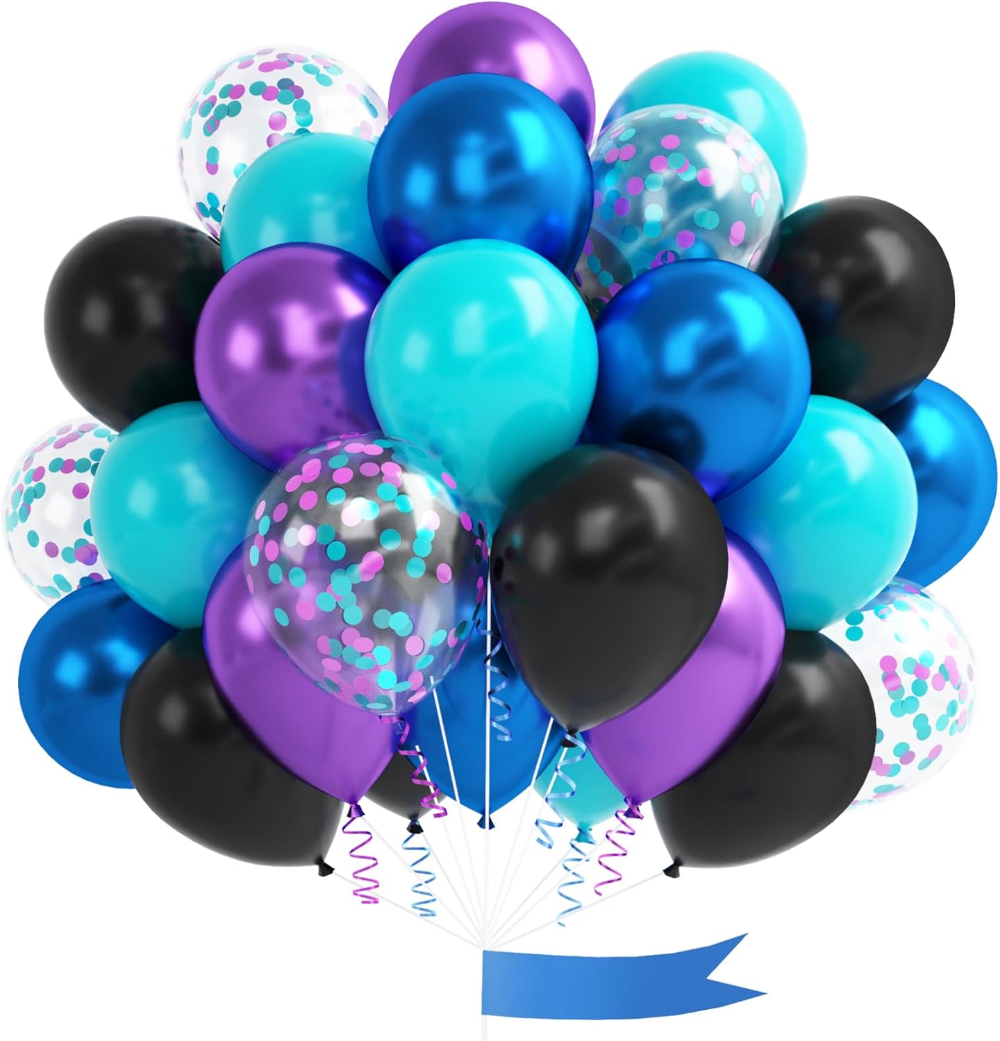 60pcs 12in Metallic Blue Purple Teal Balloons