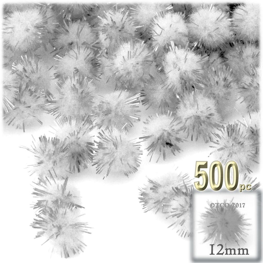 The Crafts Outlet Chenille Sparkly Pom Poms Red 05 Inch 500 Pc