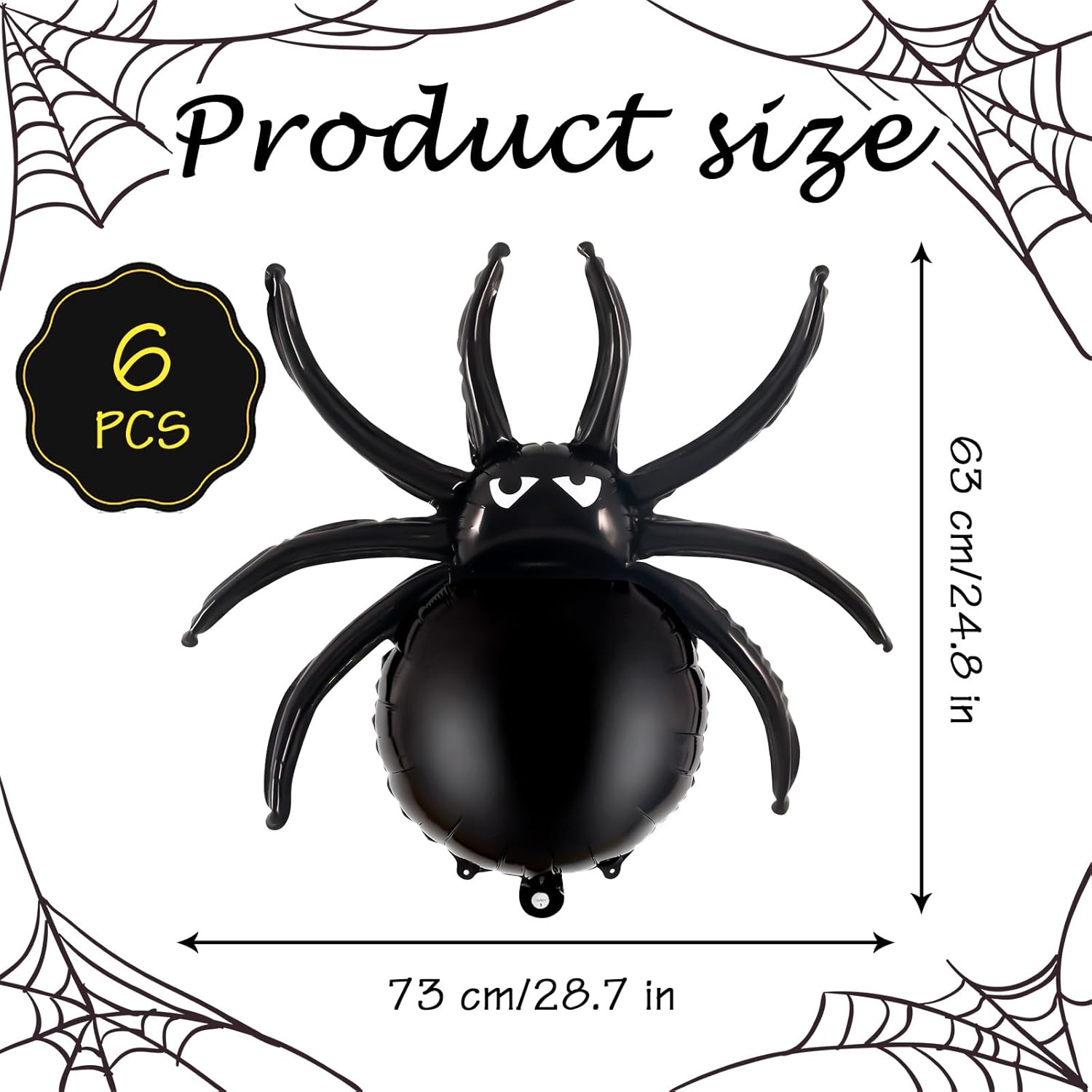 YOTHORN 6 Pcs 33 Inch Halloween Spider Balloons Foil Decorations