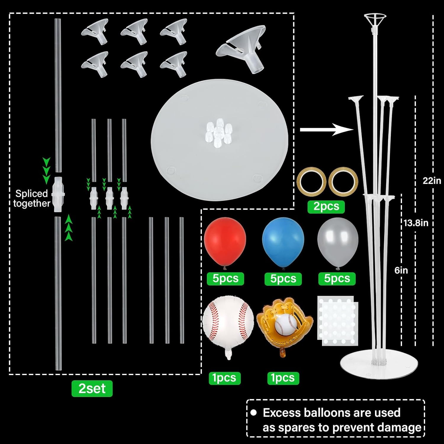 Baseball Themed Balloons Stand Kit 2 Sets