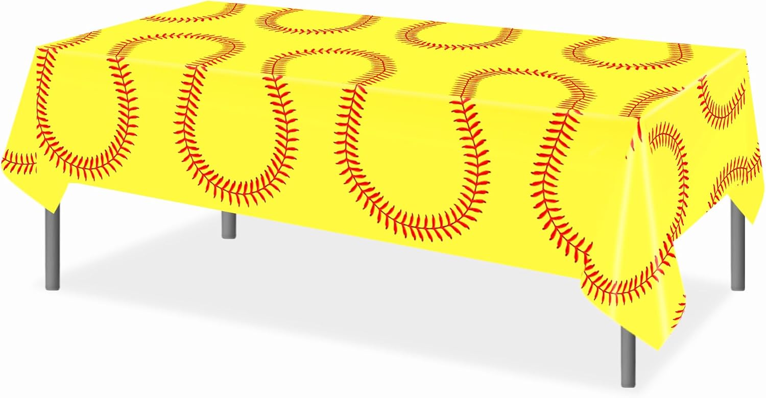 CC HOME Yellow Softball Themed Table Cover 54x87 Inch