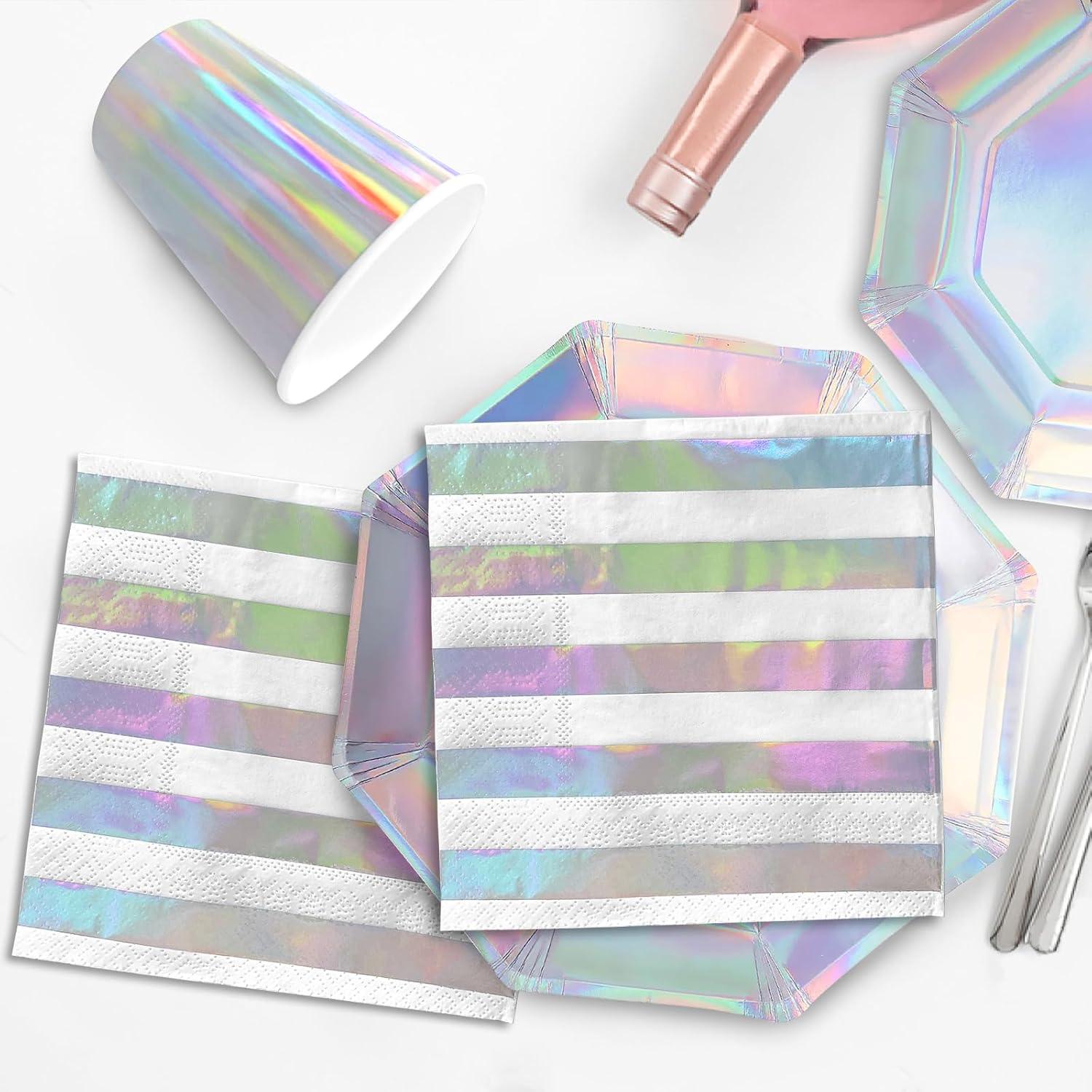 Gatherfun Iridescent Party Plates Set of 16