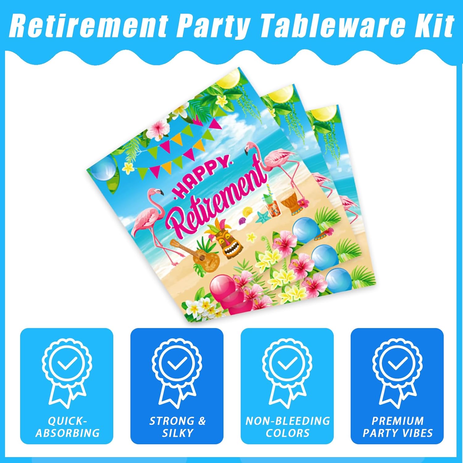 96 Pcs Hawaiian Aloha Retirement Party Plates Set