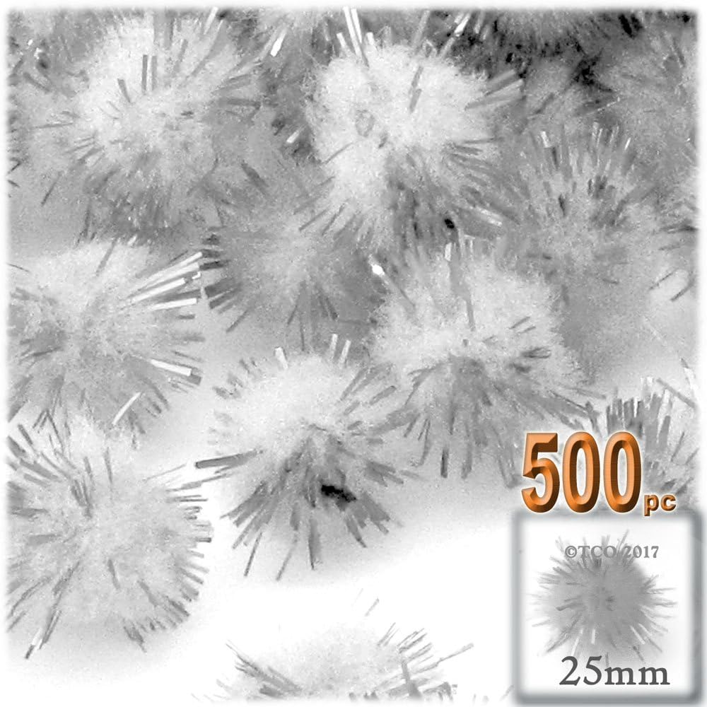 The Crafts Outlet Chenille Sparkly Pom Poms Red 10-inch 500-pc
