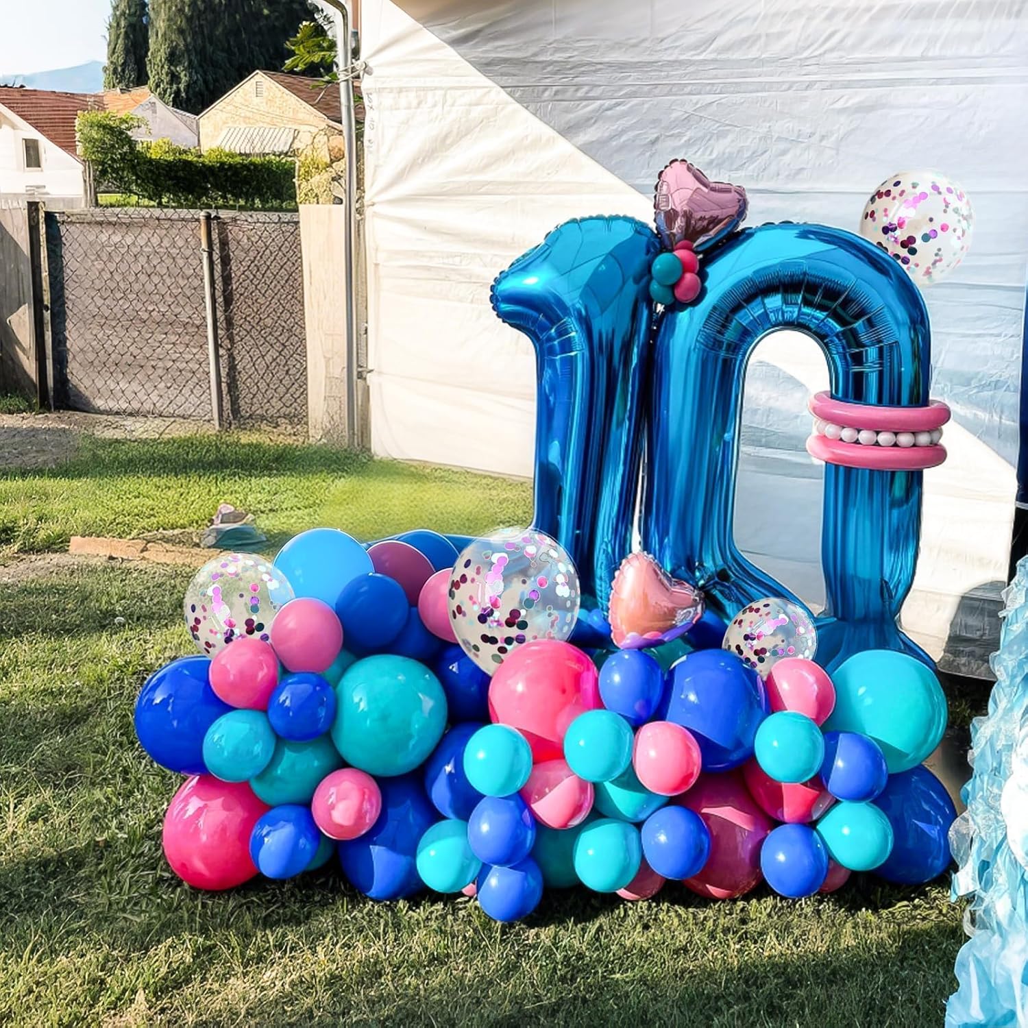 60pcs 12 Inch Pink Blue Balloons Set Confetti Birthday Decorations