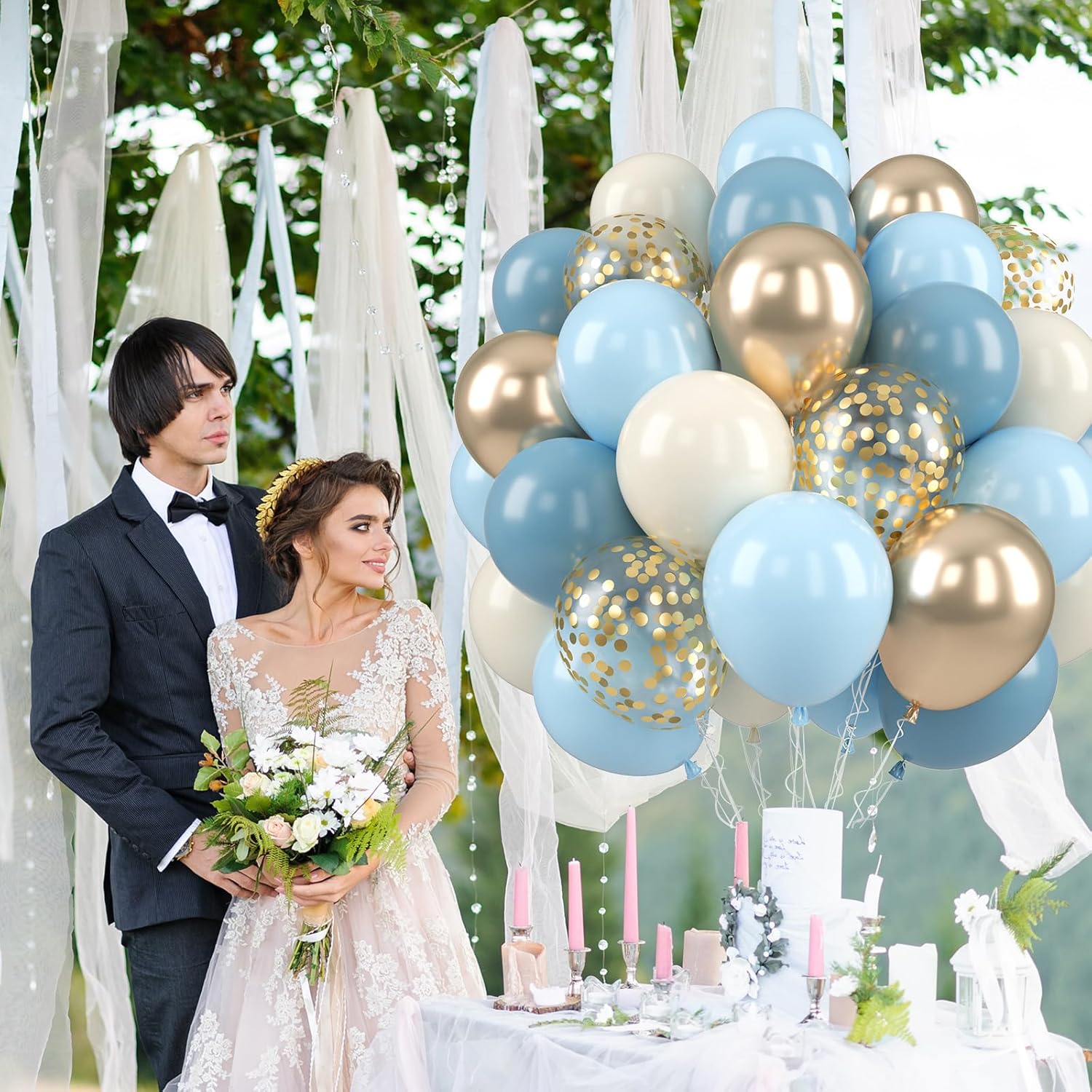 Paready 50 pcs Dusty Blue Balloons Party Decor