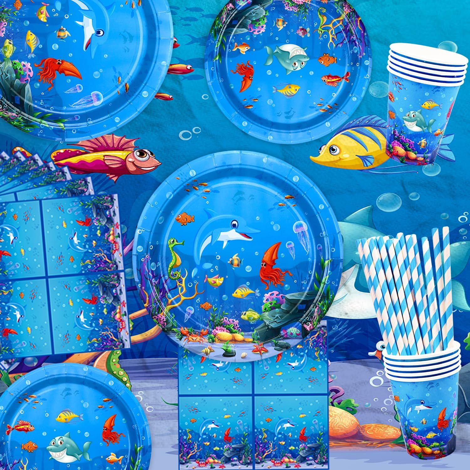 Dvaorc 206 Pack Under the Sea Party Supplies Set