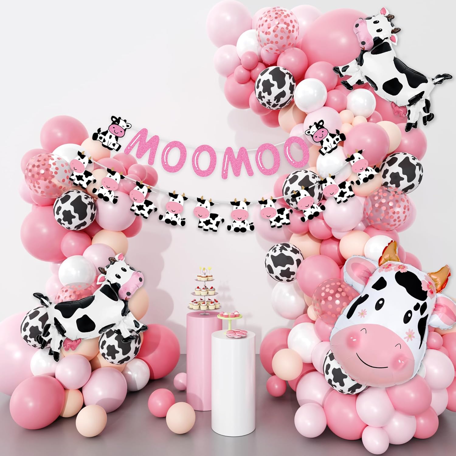 Pink Cow Balloons Garland Arch Kit for Party Decorations