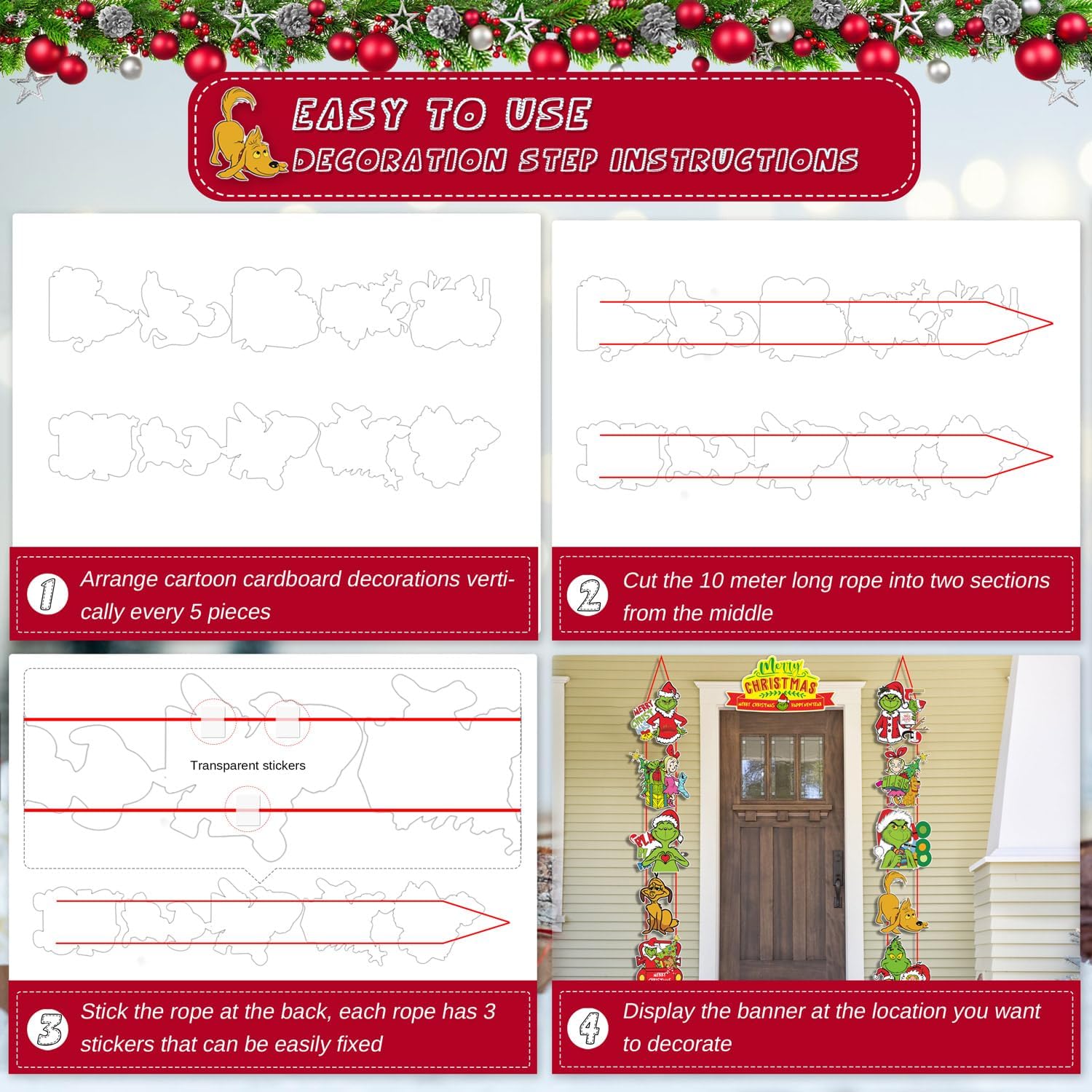 11Pcs Large Funny Christmas Door Decor Kit