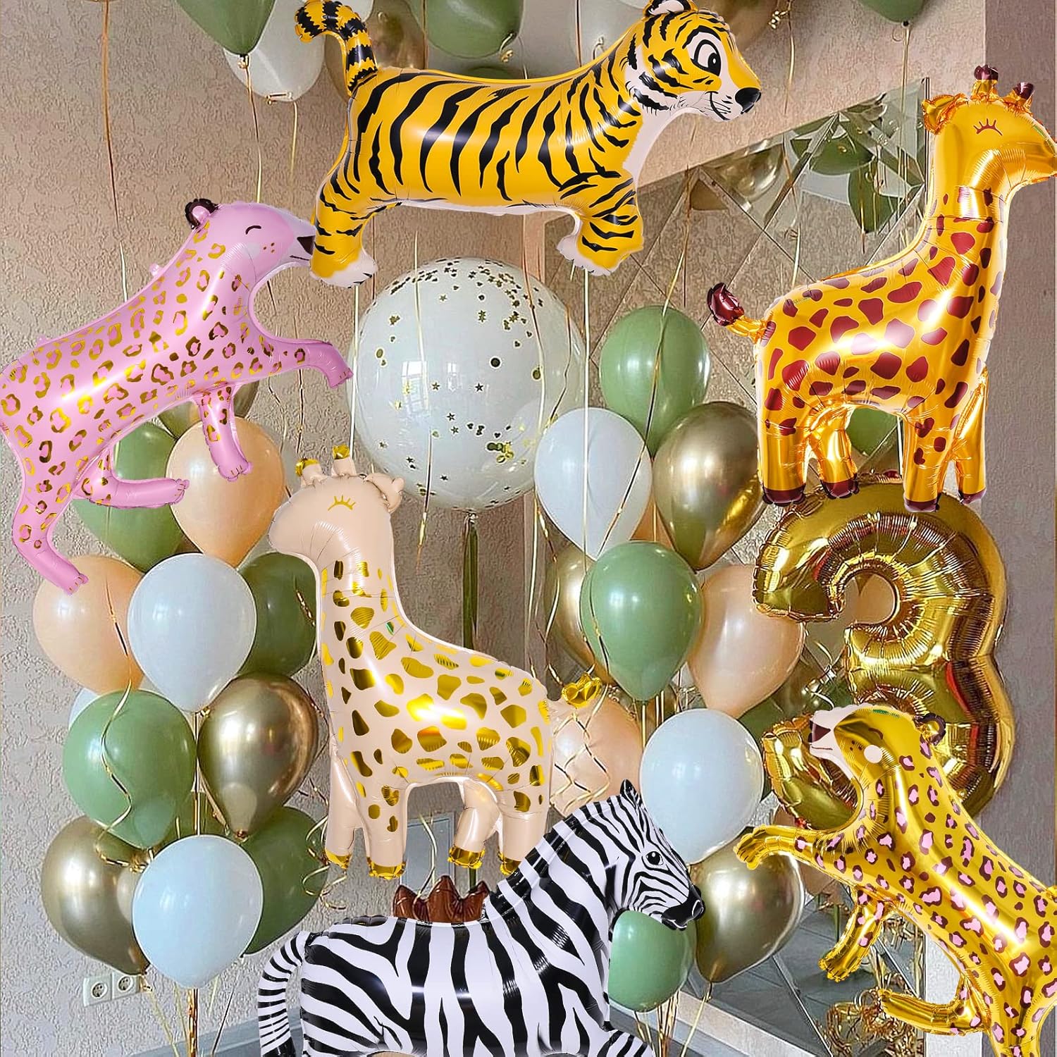 6 Pieces Giant Safari Animal Foil Balloons