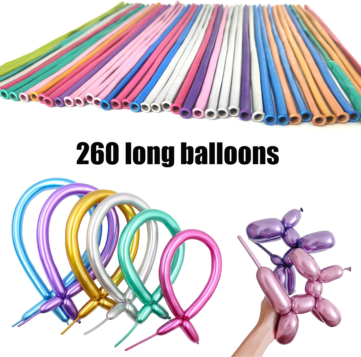 100Pcs Metallic 260 Balloons for Decorations