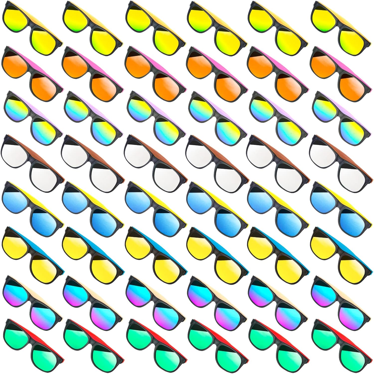 Cawiew 48 Pack Neon Plastic Sunglasses with UV400 Protection